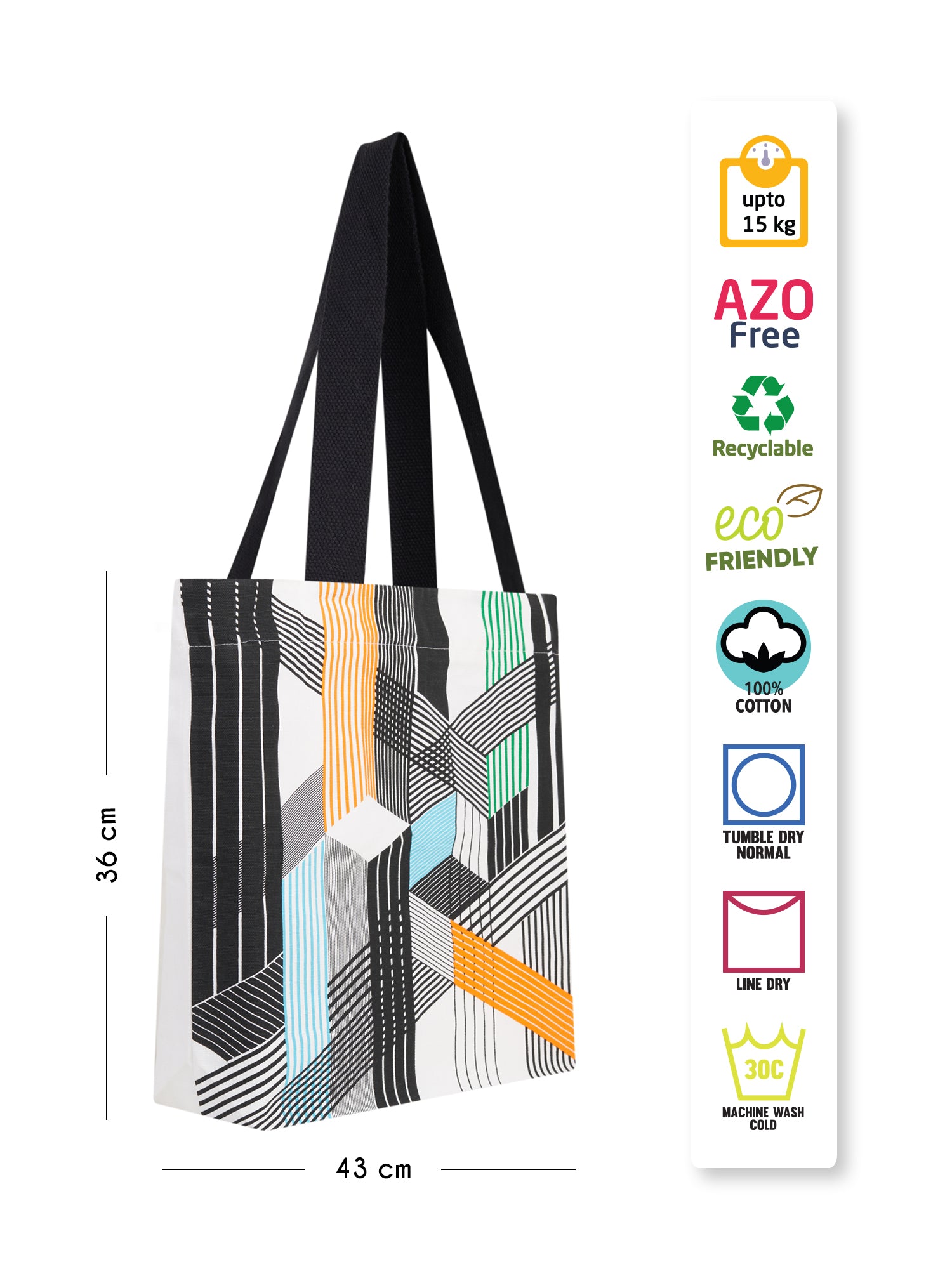 Doodle Premium Zipper Sassy Stripes Tote Bag