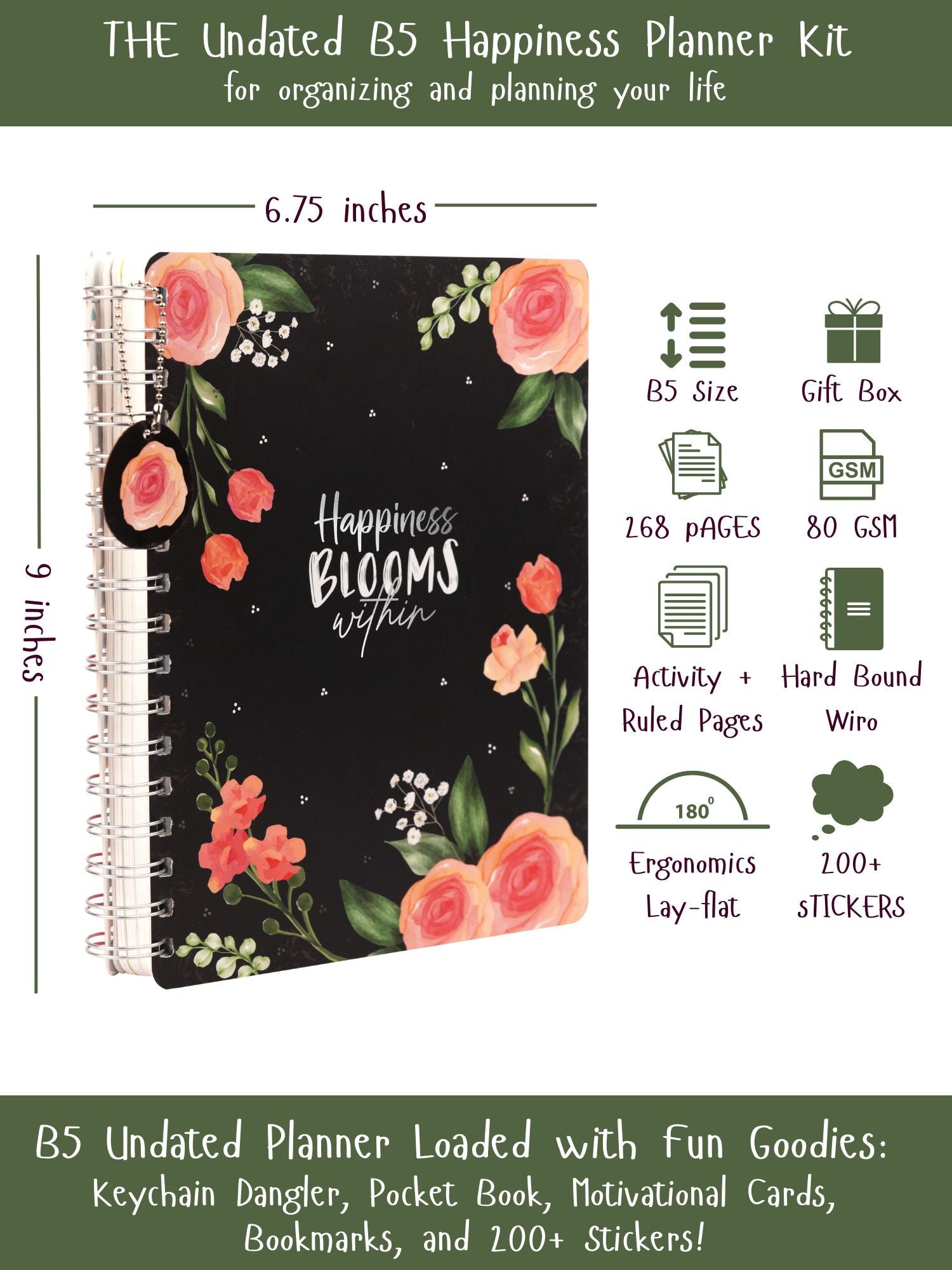 B5 Undated Yearly Planner Kit - Blushing Blossom