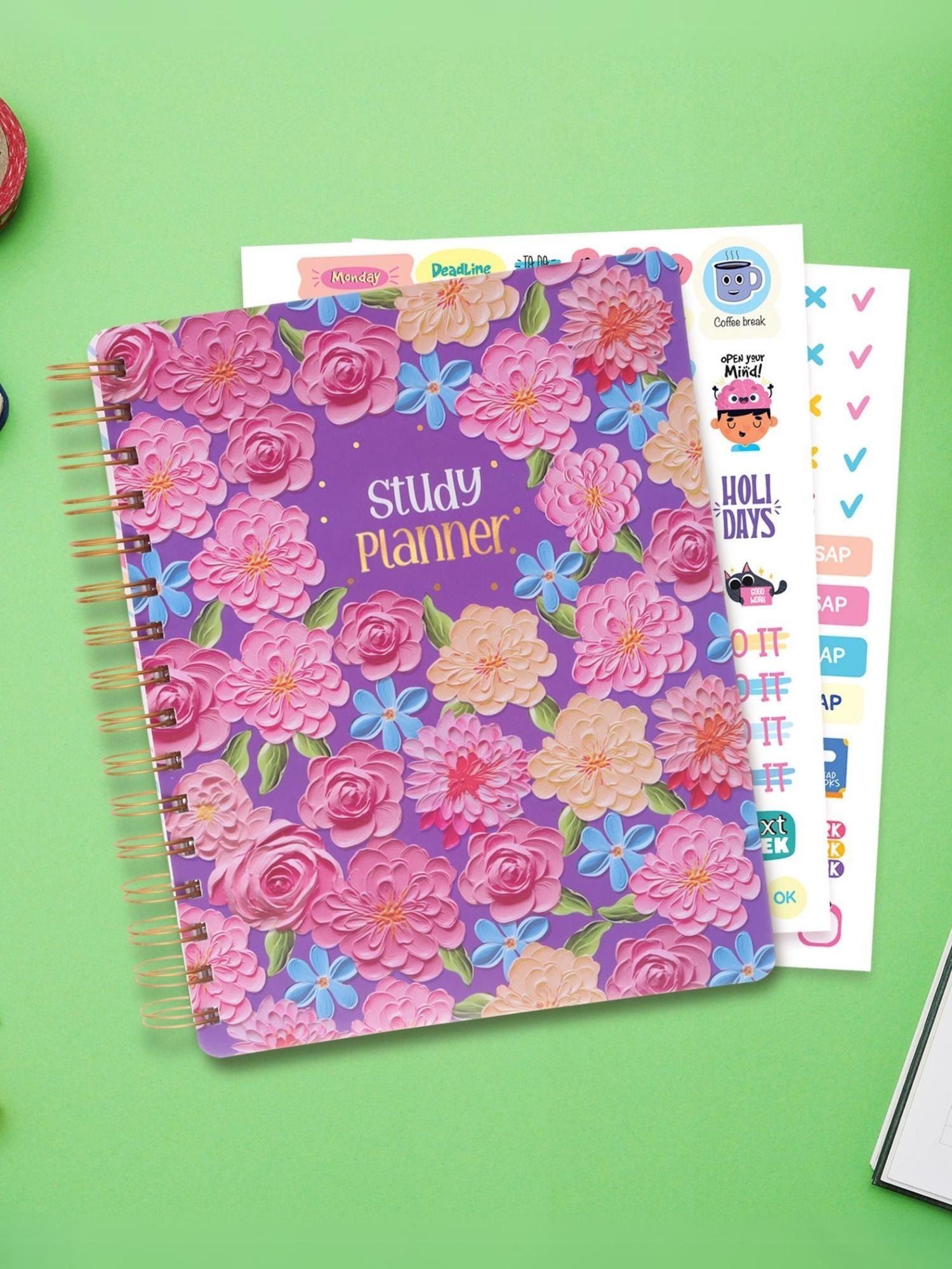 Personalized B5 Undated Study Planner - Floral Flutter