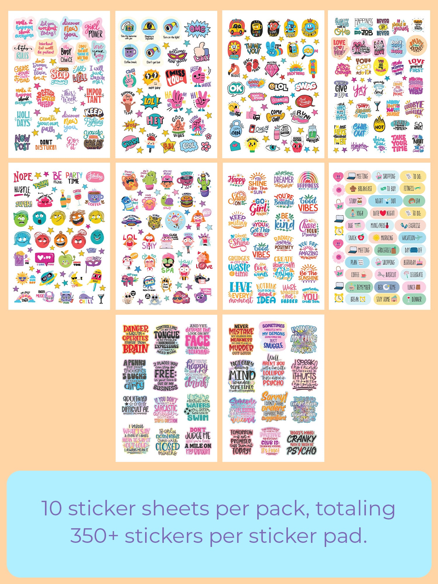 Add Colorful Fun to Your Life with 350+ Adhesive Stickers (Quirky Stickers)