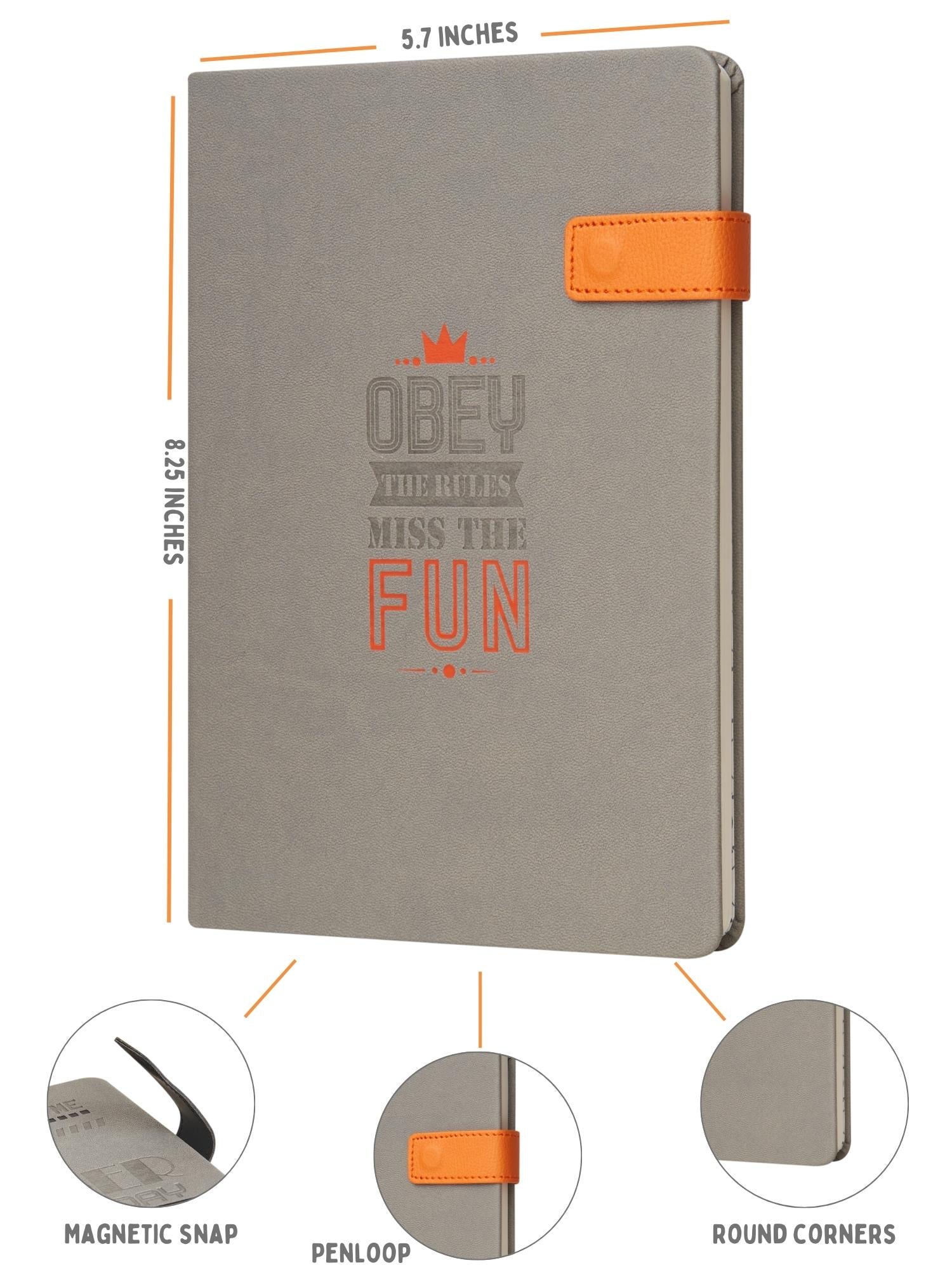 Doodle A5 Vegan Leather Flip Bound Notebook with magnetic Flip Closure - Rebel