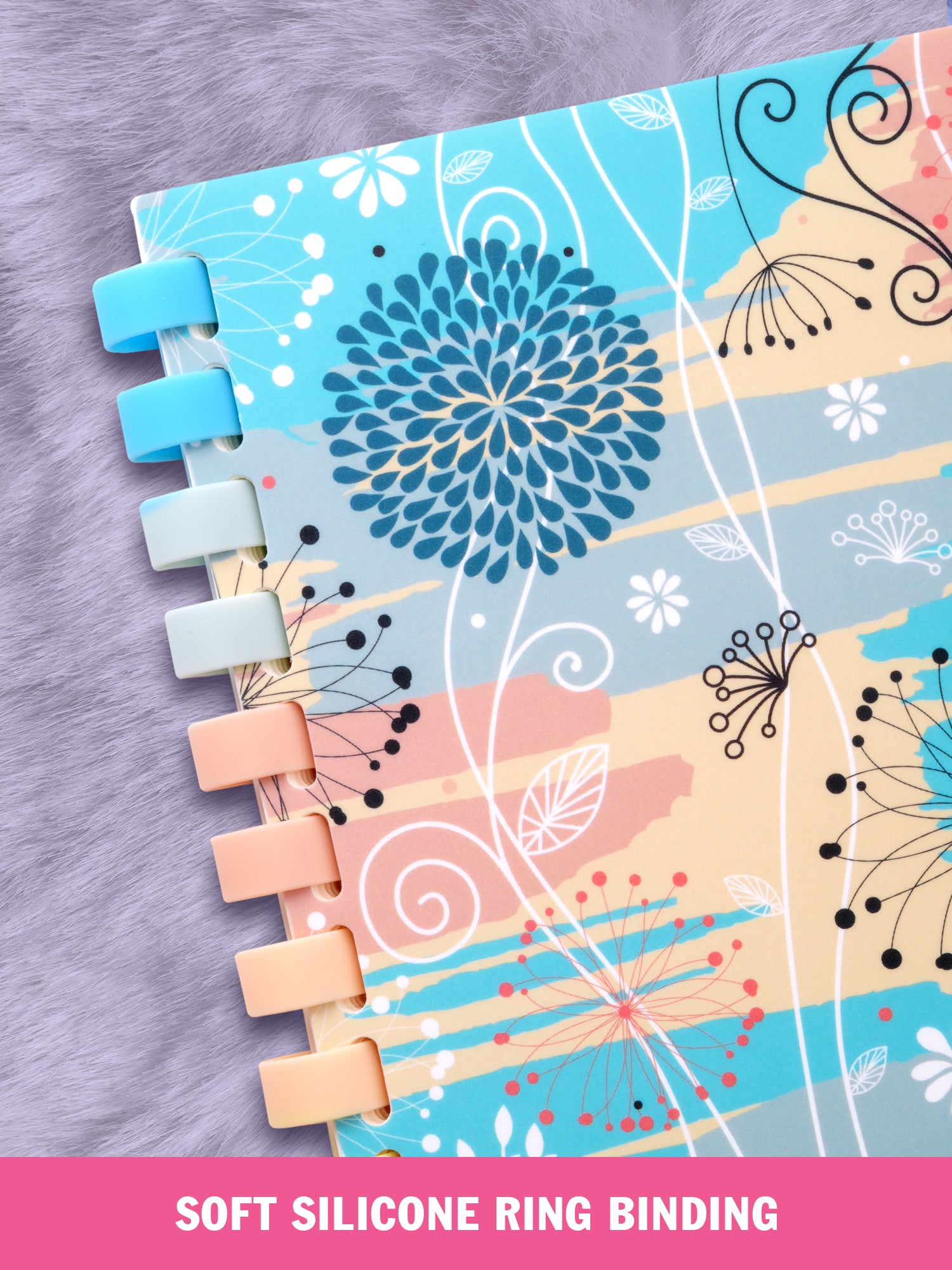 A5 Refillable Soft Wiro Notebook with Pen Set - Soft Blooms