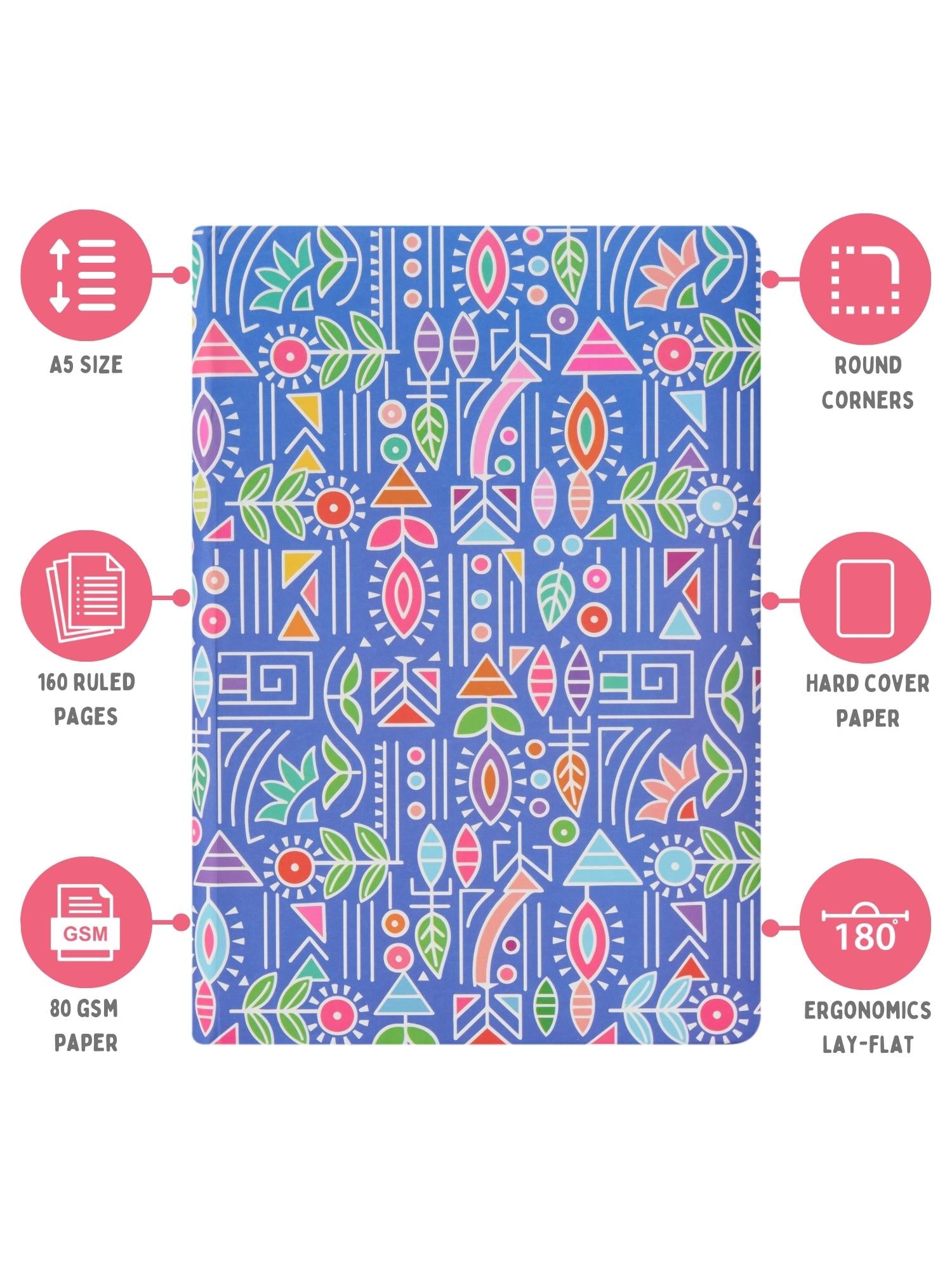 A5 Hard Bound Soft Foam Padded Paper Notebook - Vibrant Verse