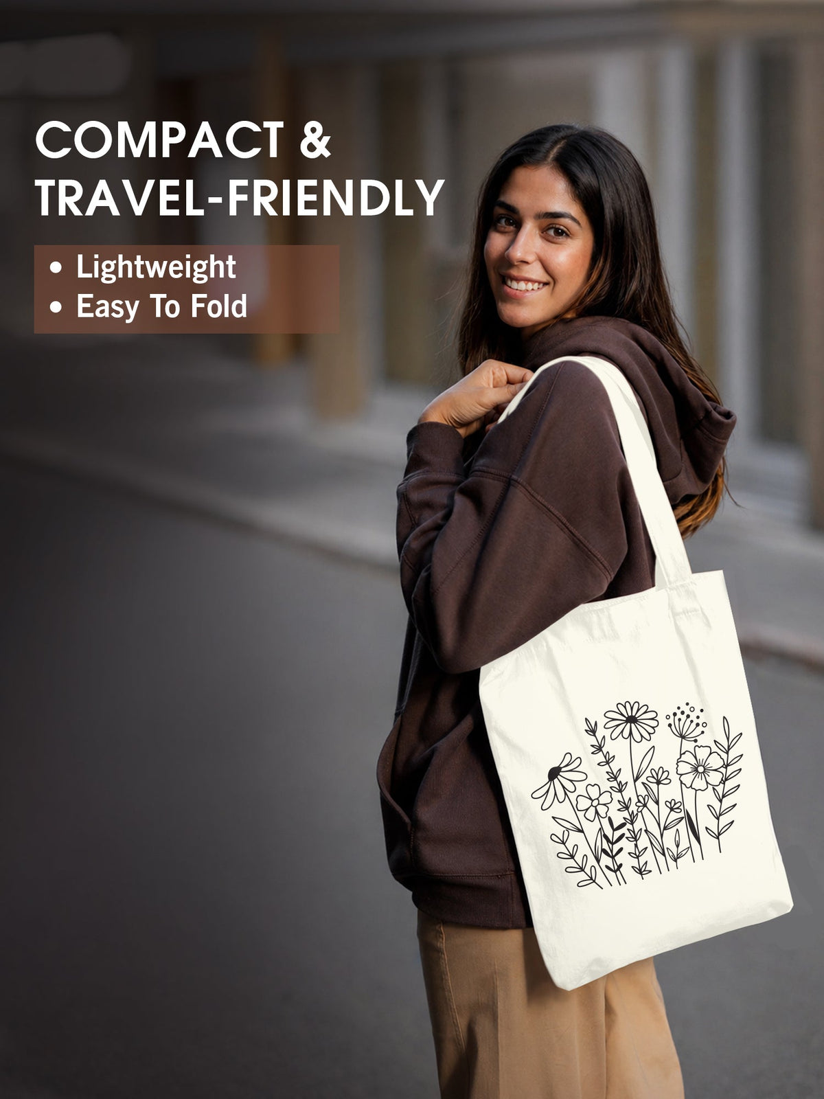 Wild Bloom Neutral Tote Bag