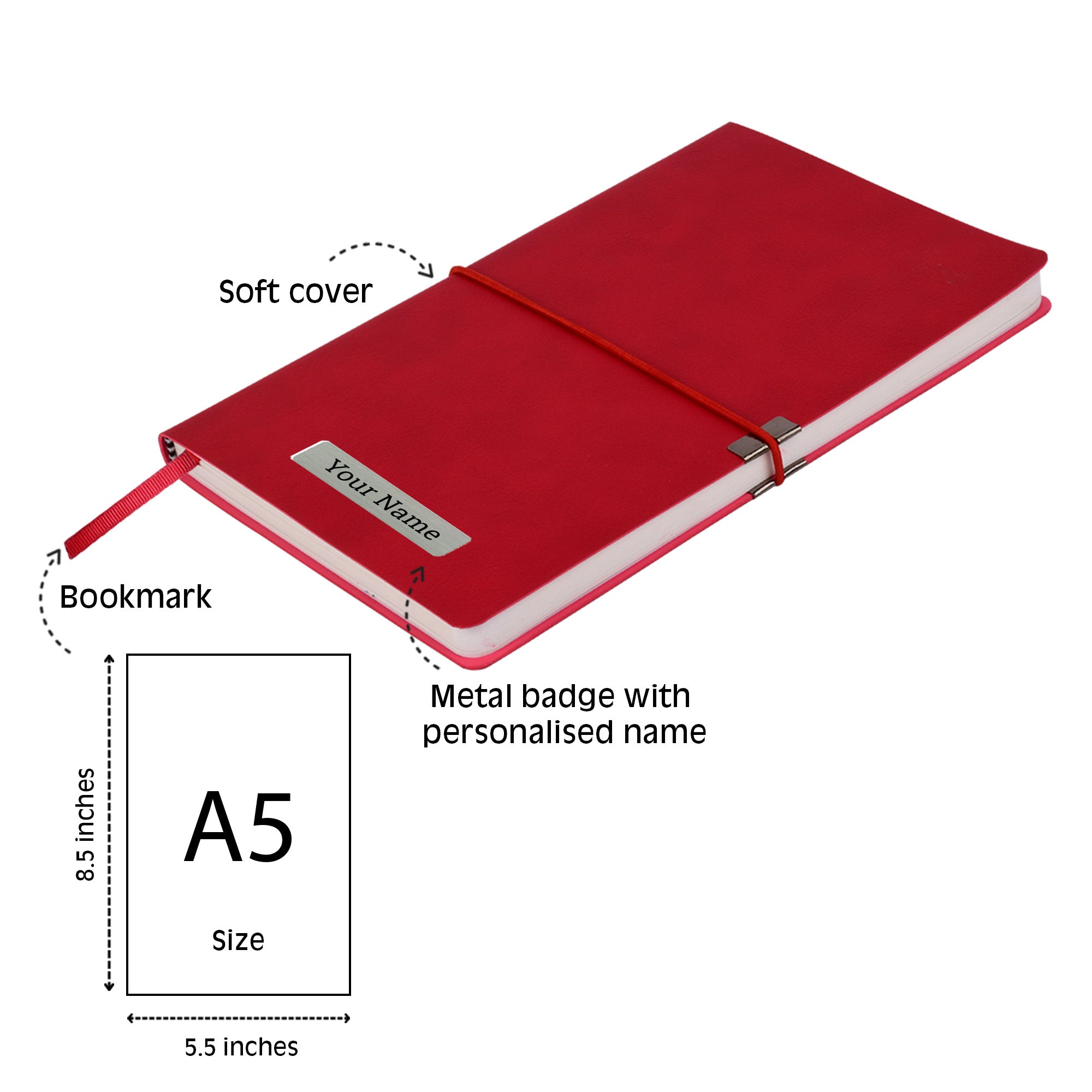 Personalized Windsor Executive A5 PU Leather Softbound Diary- Red