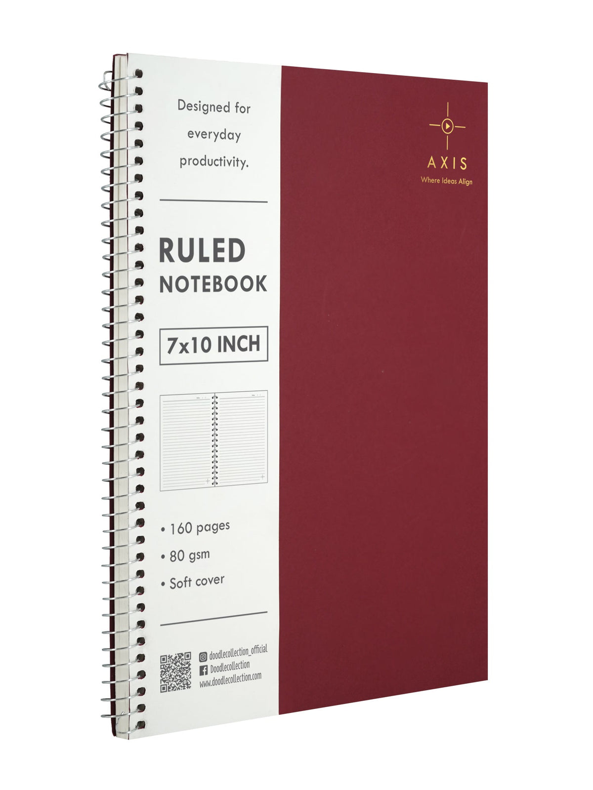 B5 Large Lined Notebook Set of 5 | Axis Multi Spiral Notebooks