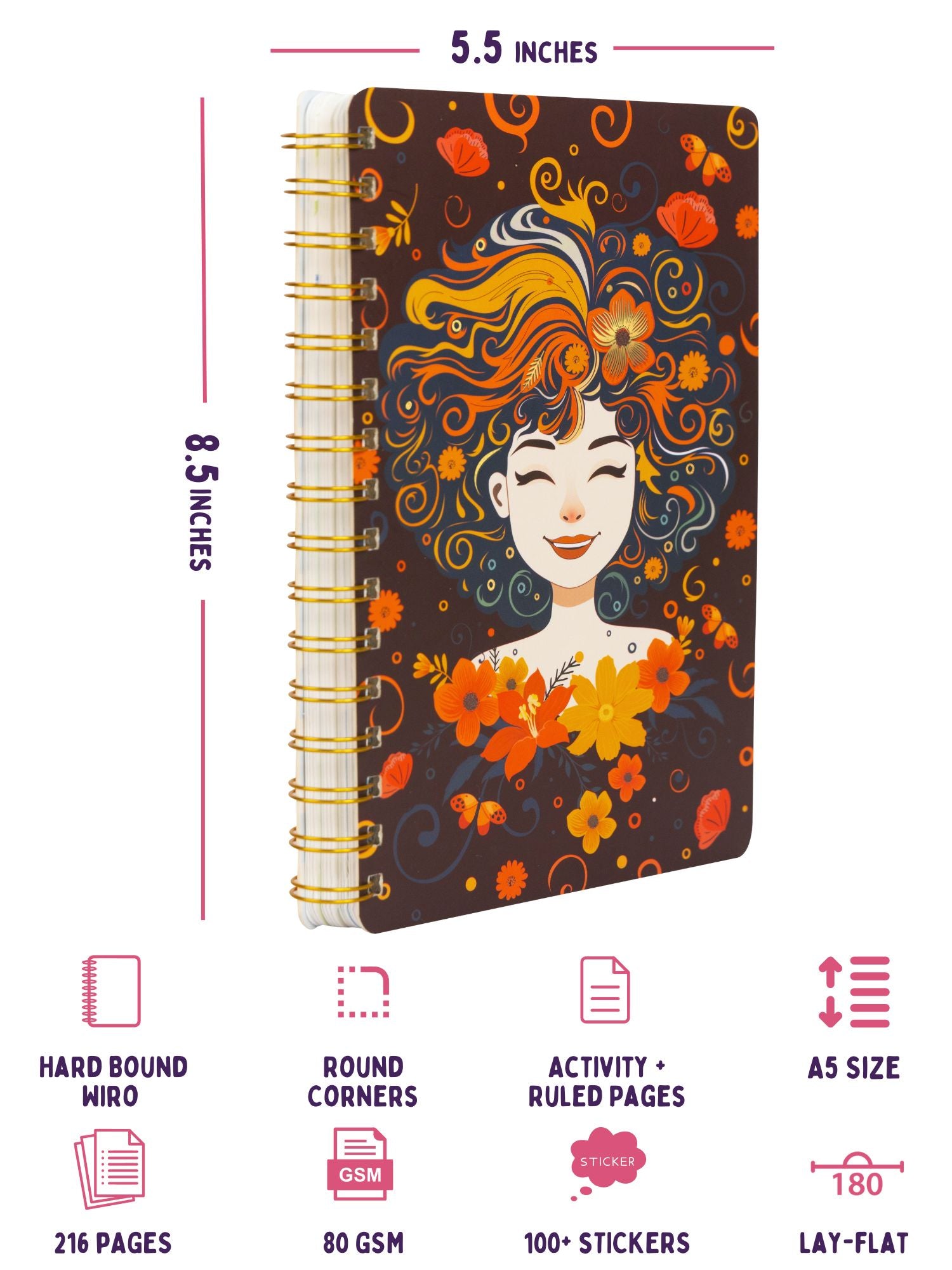 2025 A5 Undated Yearly Planner - Floral Femme