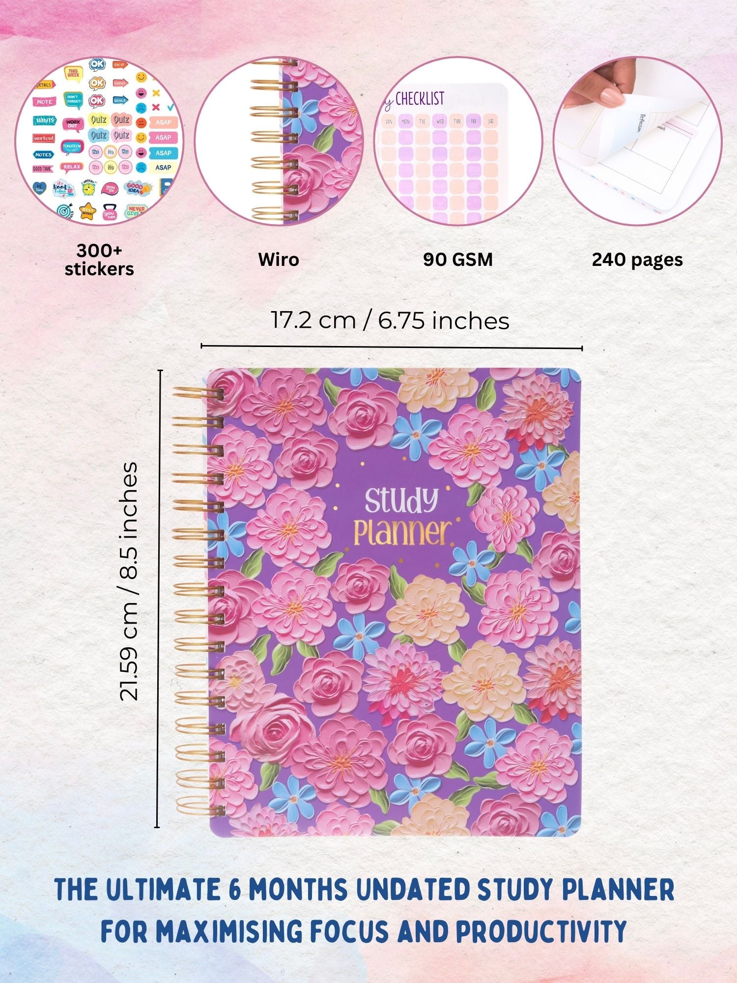 Personalized B5 Undated Study Planner - Floral Flutter