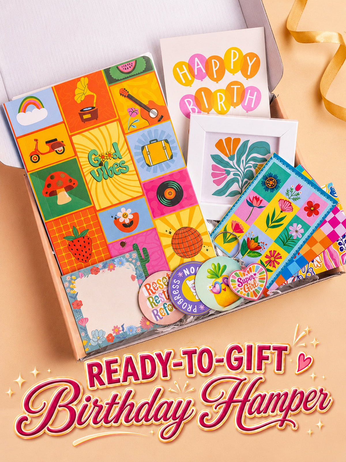 Happy Vibes Gift Hamper 2 | Best Birthday Gift for girls with 14 Cute Goodies