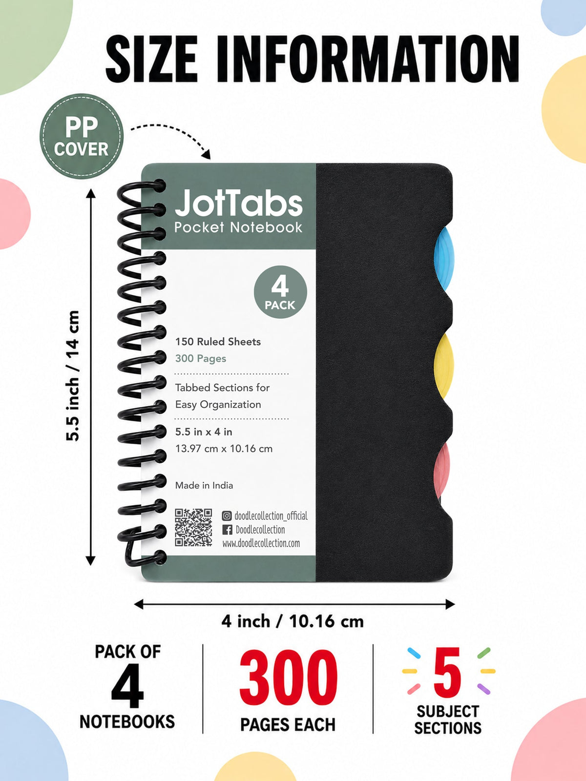 JotTabs Pocket Black (Pack of 4)