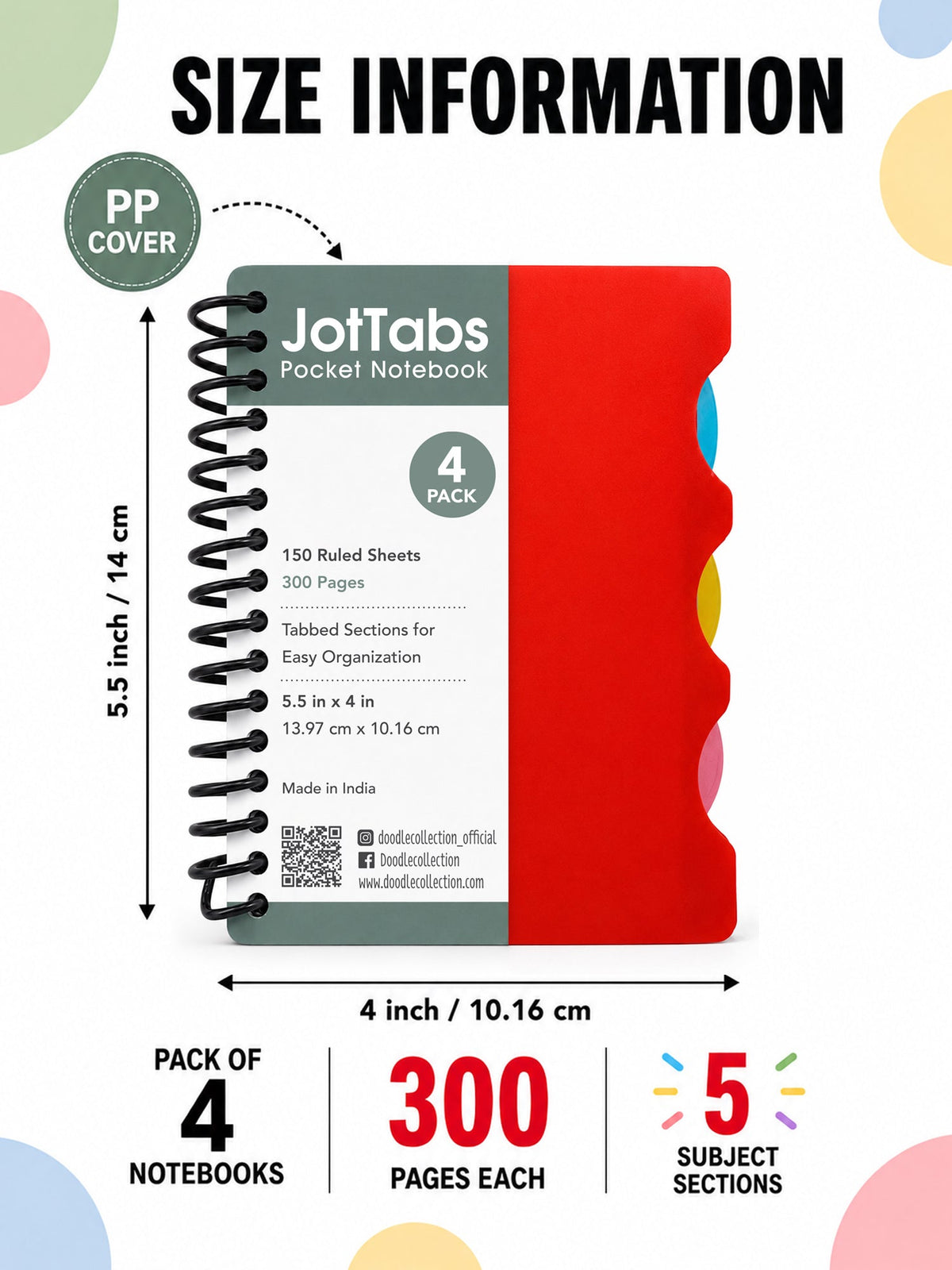 JotTabs Pocket Notebook 4 Pack