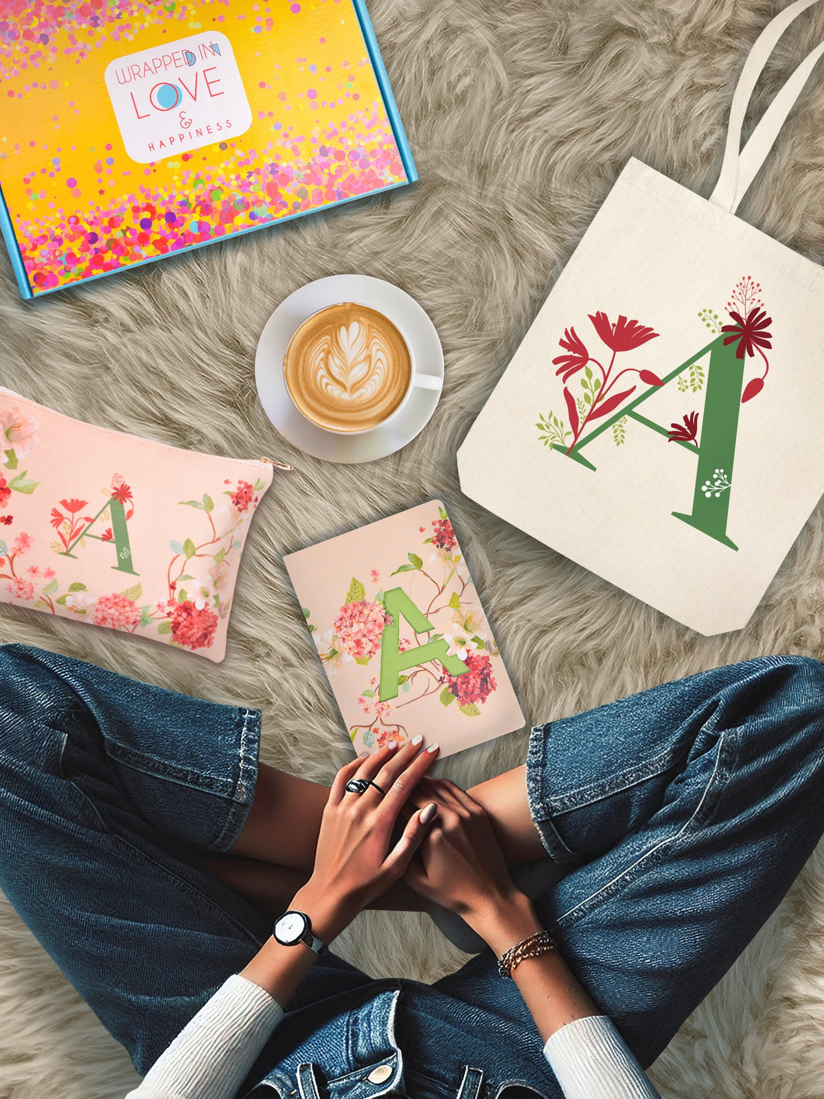 Initial A Monogram Gift Set