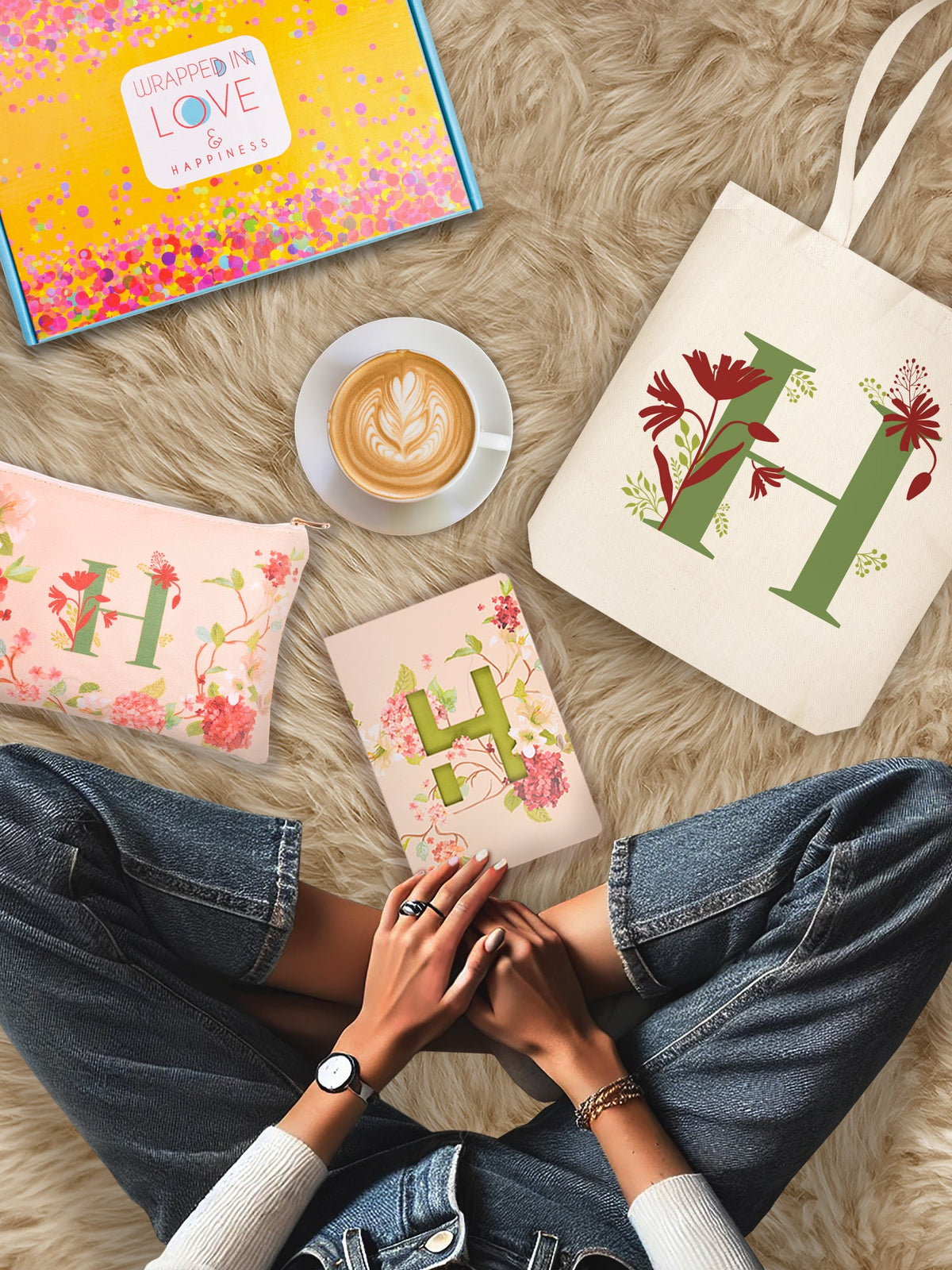 Initial H Monogram Gift Set