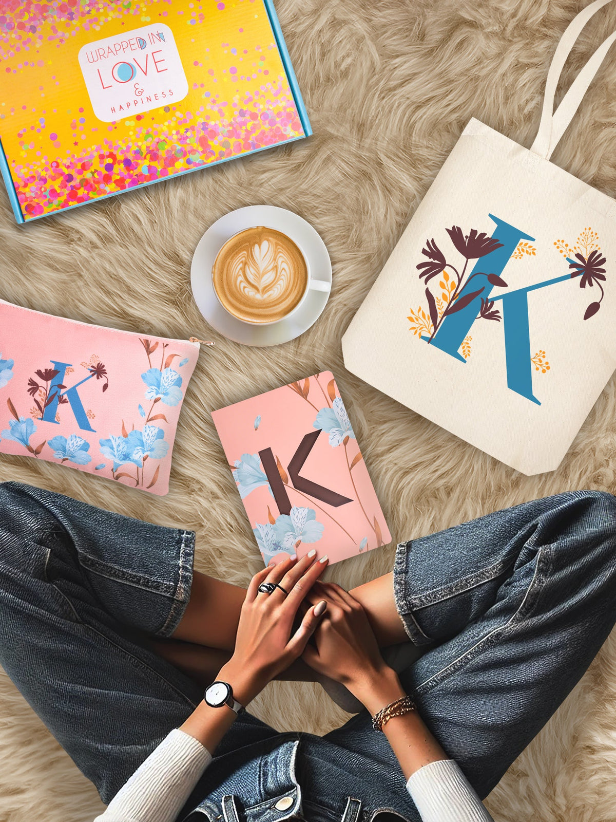 Initial K Monogram Gift Set