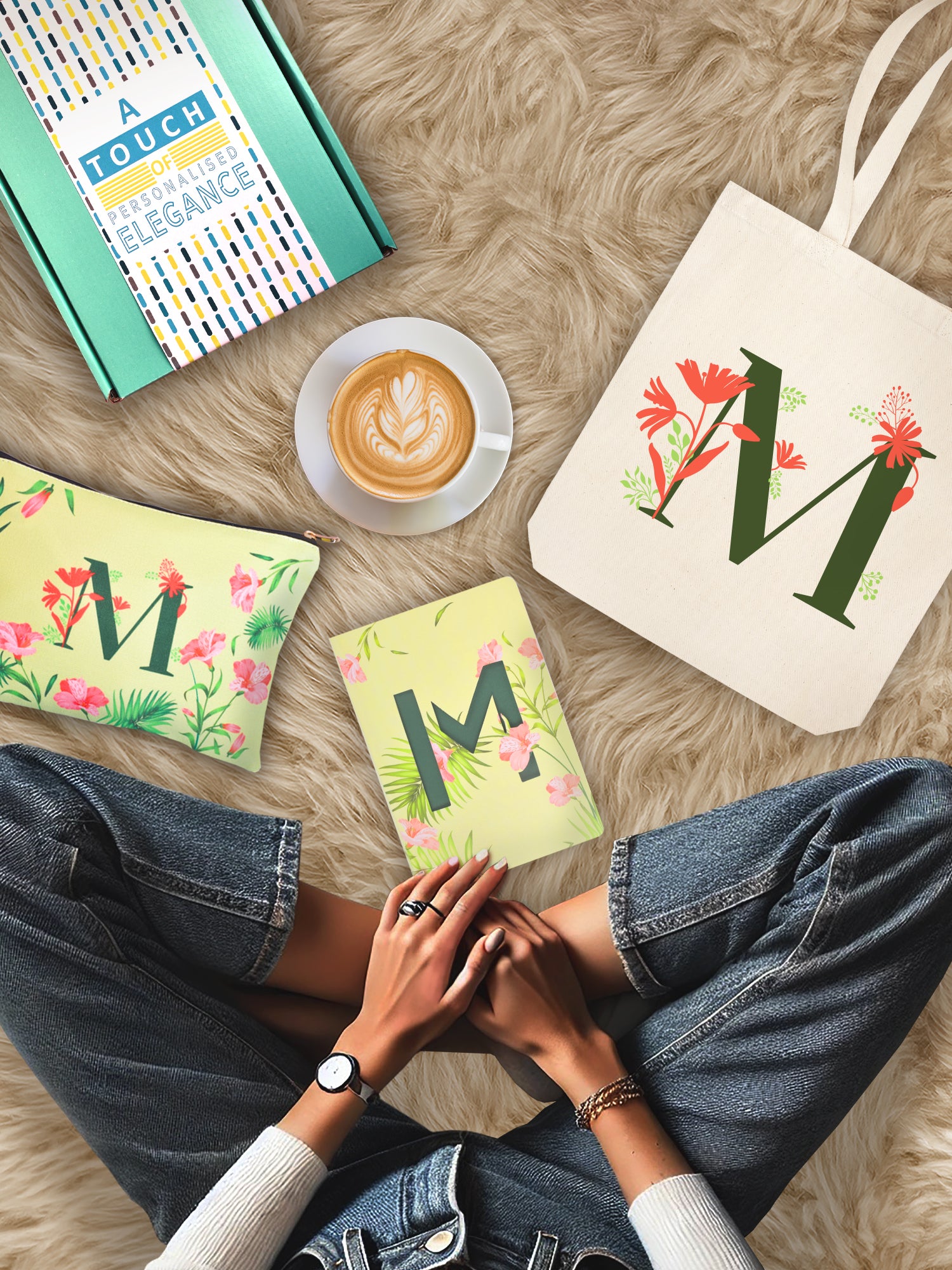 Initial M Monogram Gift Set