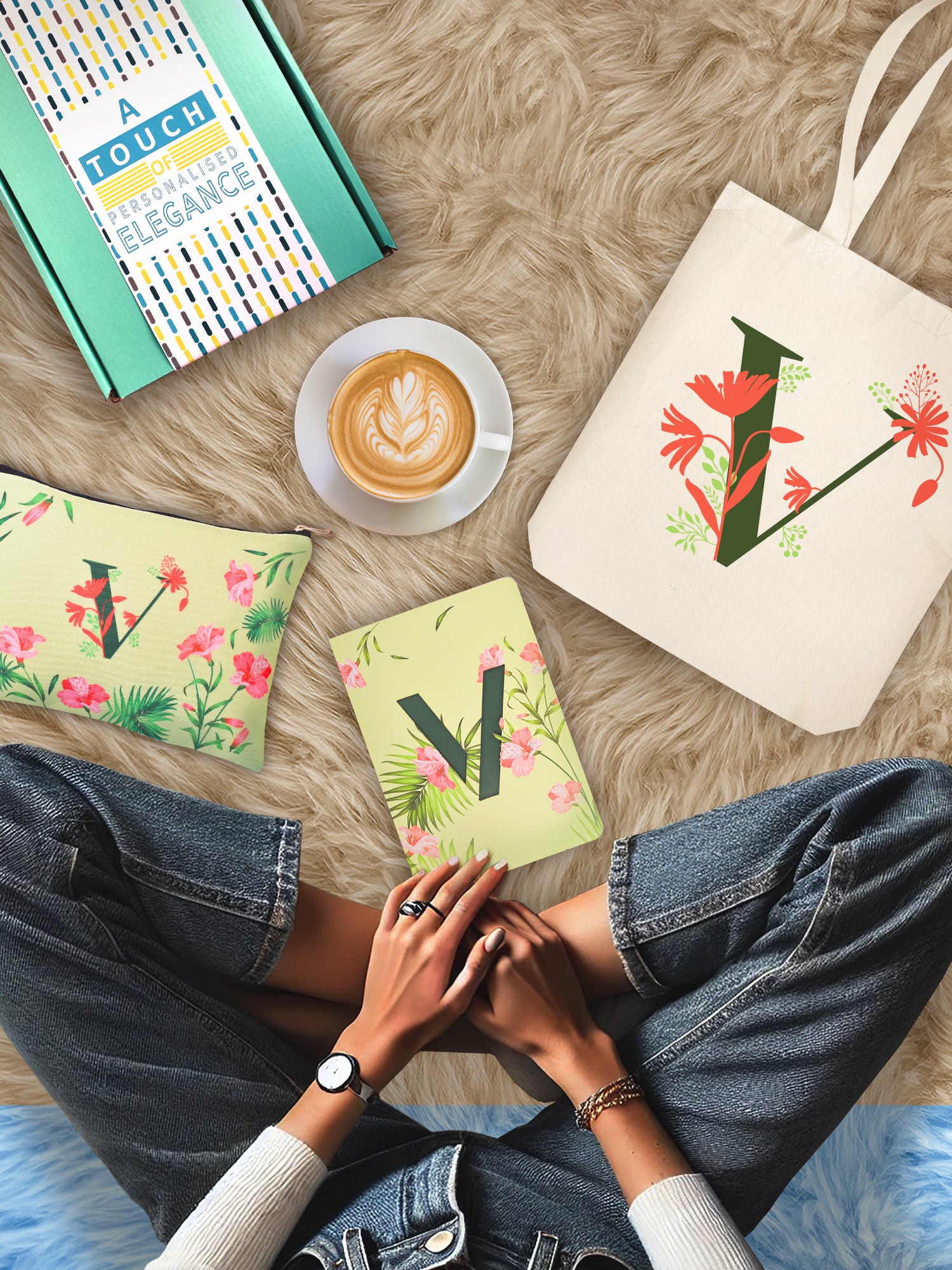 Initial V Monogram Gift Set