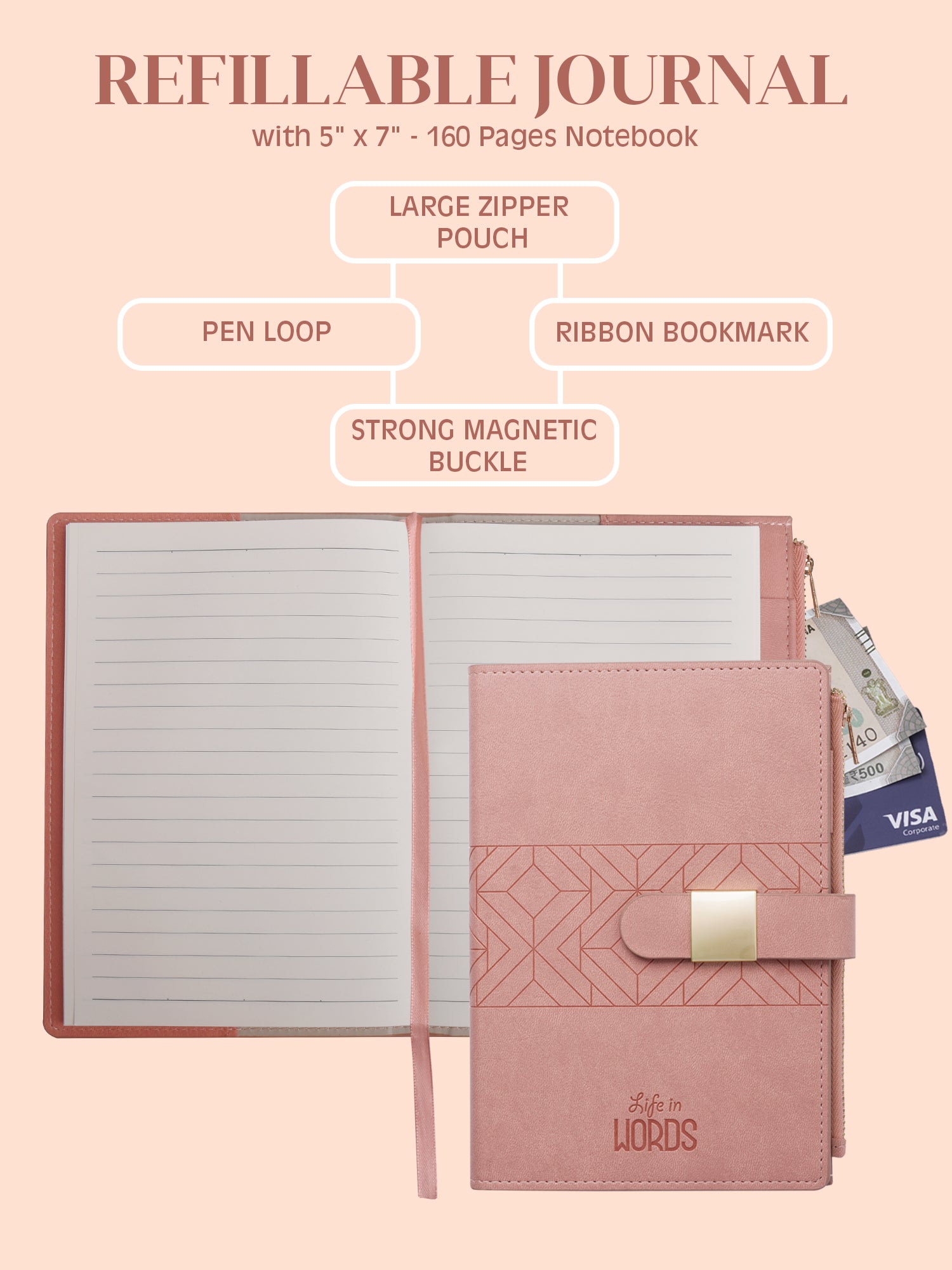 B6 Refillable Executive Notebook - Power Woman (Pink)