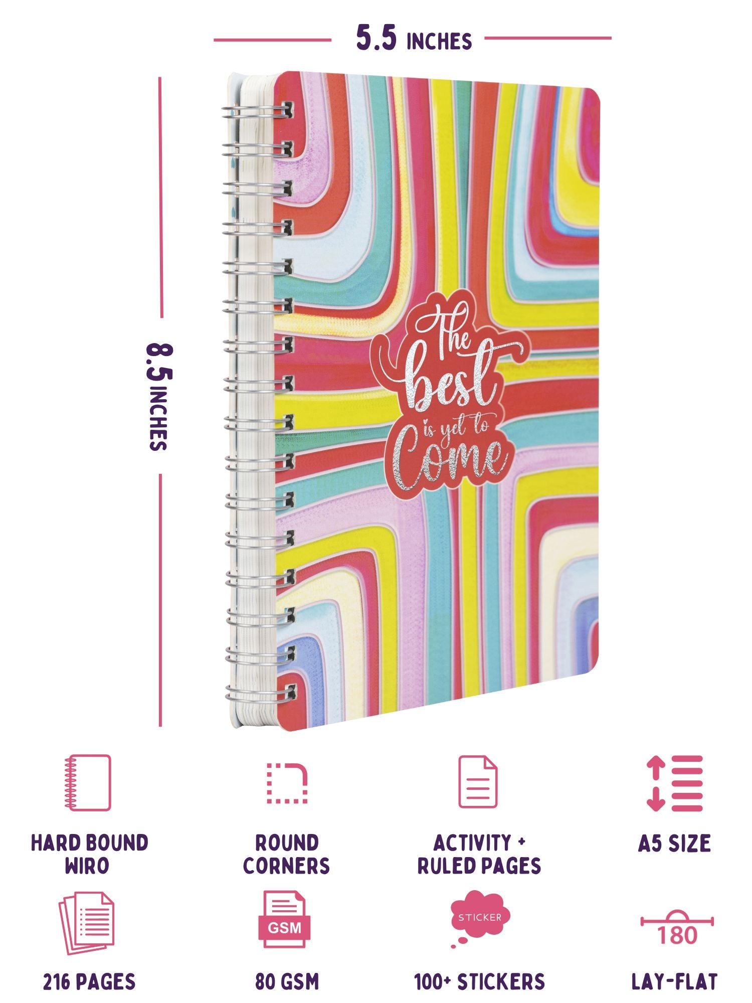 2025 A5 Undated Yearly Planner - Vibrant Ribbon