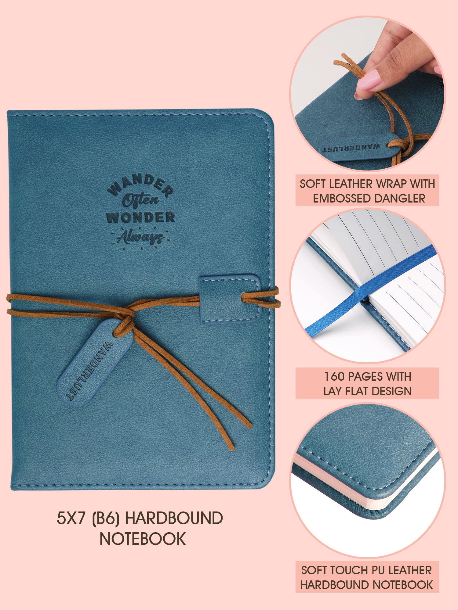 B6 Hardbound Travel Journal - Wanderlust Tales (Turquoise)