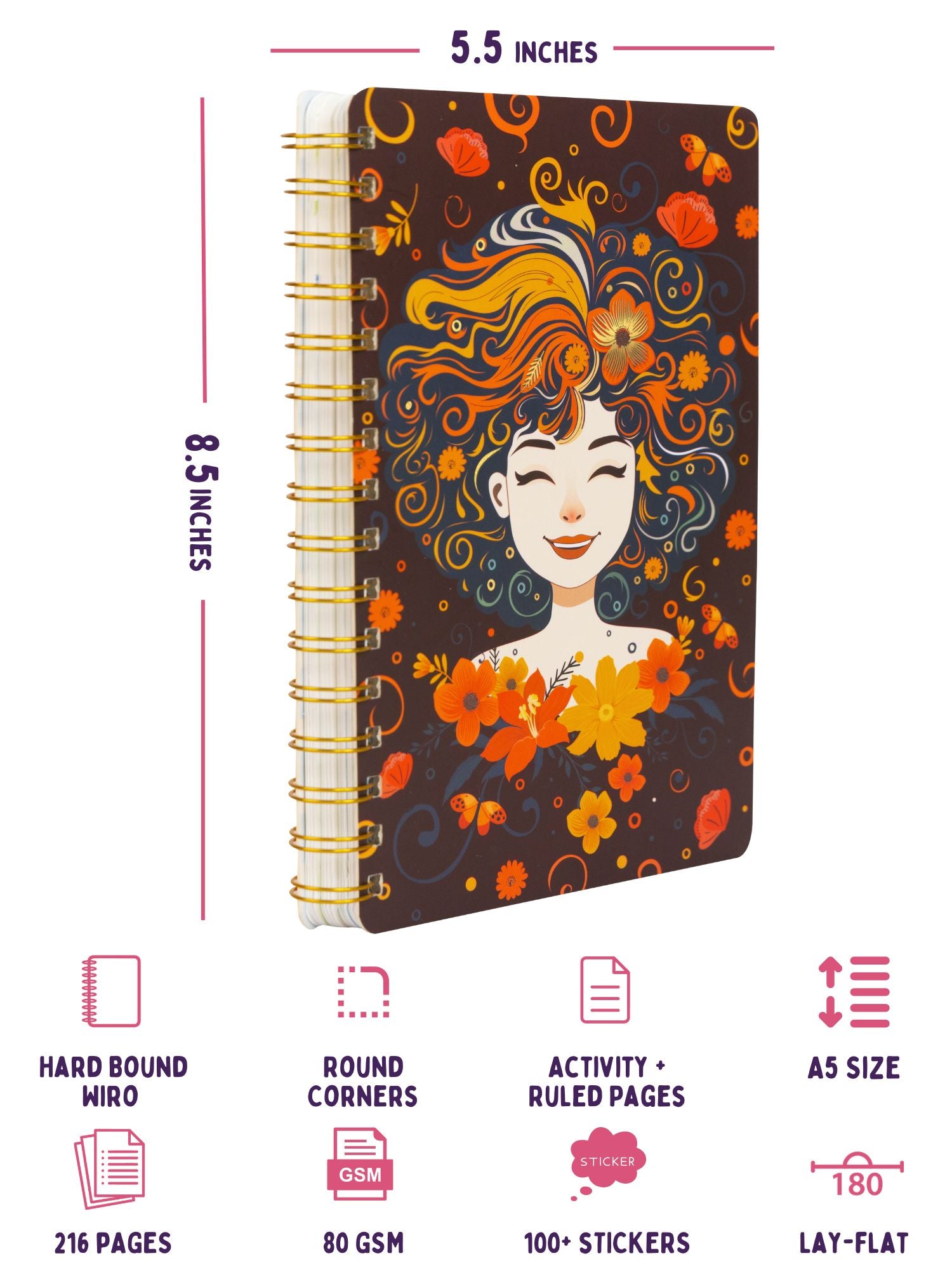 Personalized 2025 A5 Undated Yearly Planner - Floral Femme