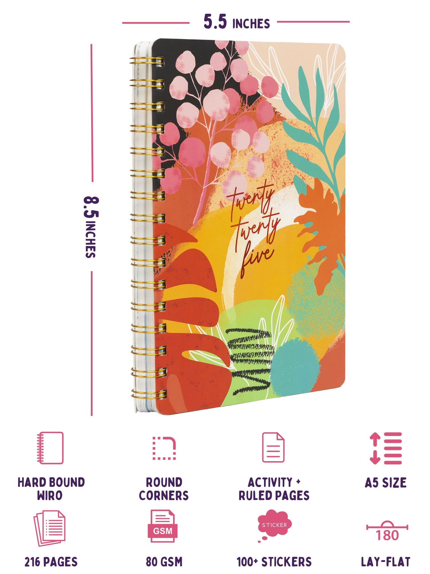 2025 A5 Undated Yearly Planner - Garden Glory