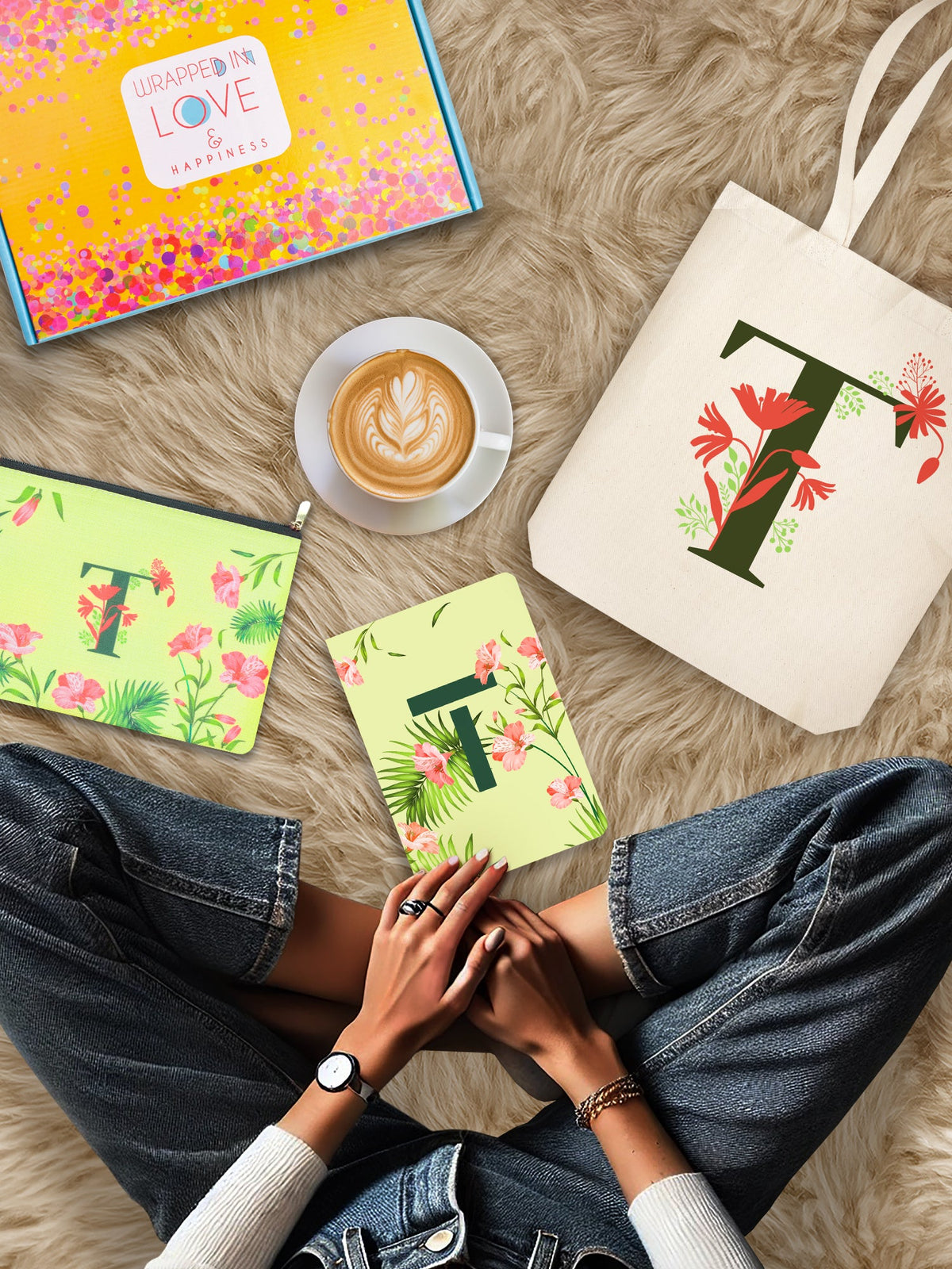 Initial T Monogram Gift Set