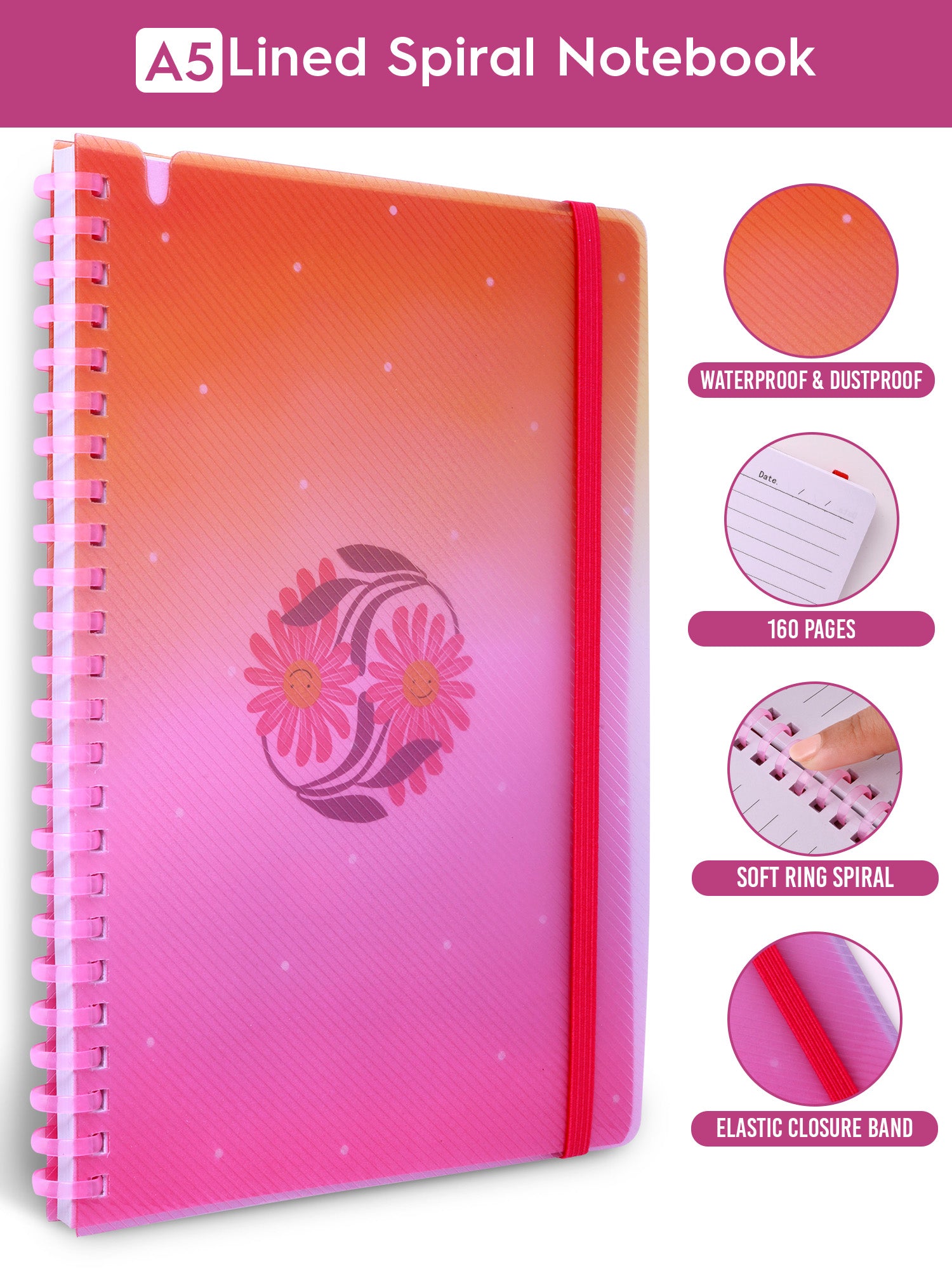 A5 Soft Spiral Bound Notebook with Pen (Orange) - Radiant Joy