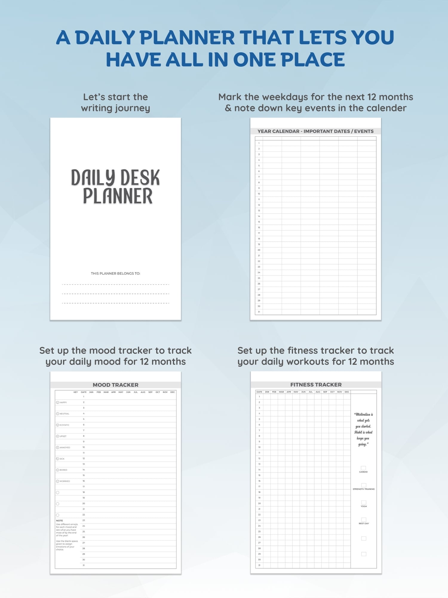 Simple Notes Daily Desk Planner