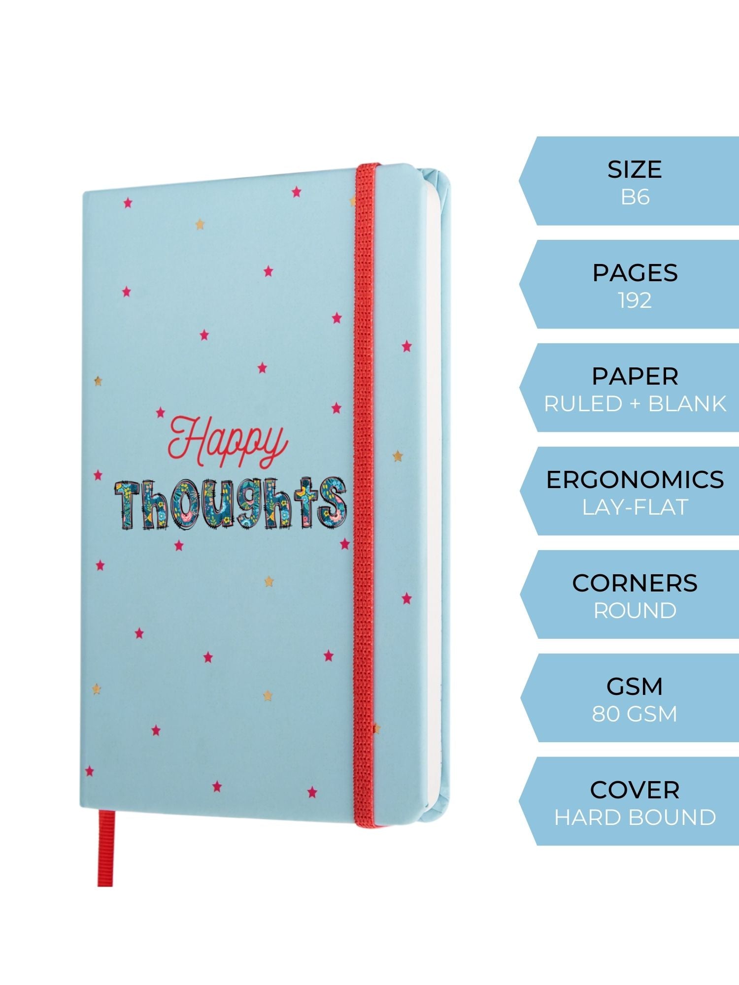 DOODLE Stars Hardbound B6 Diary Notebook - HAPPY THOUGHTS