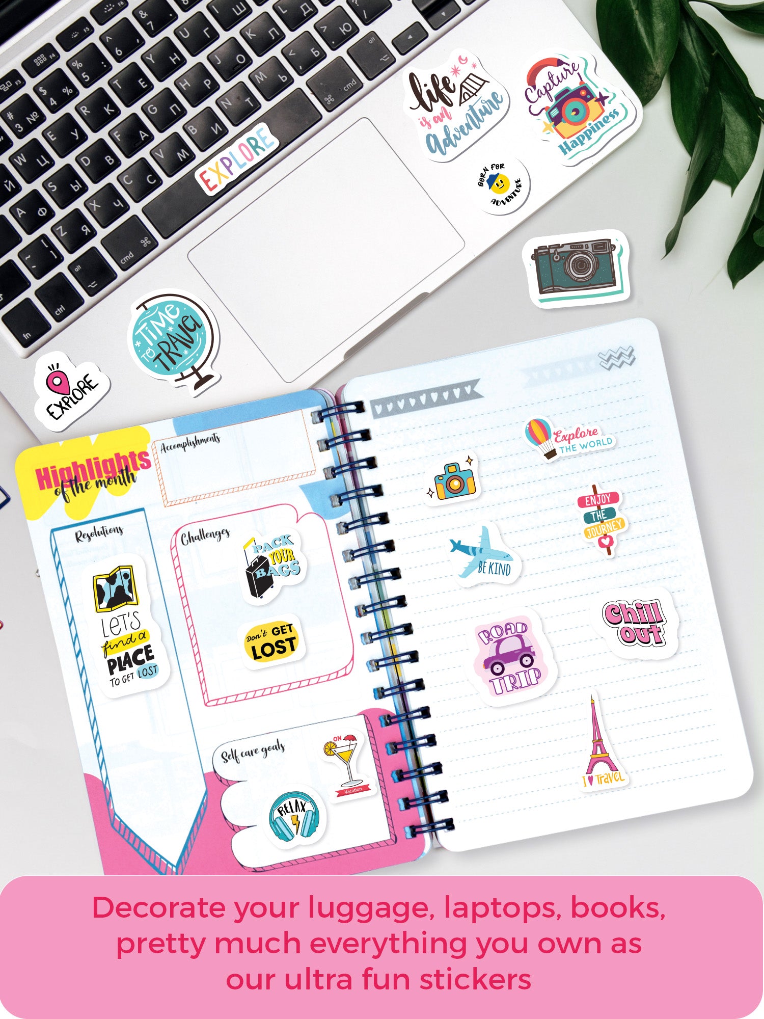 Stick On the Fun: 350+ Quirky Travel Theme Stickers in 10 Pages (Travelogue Stickers)
