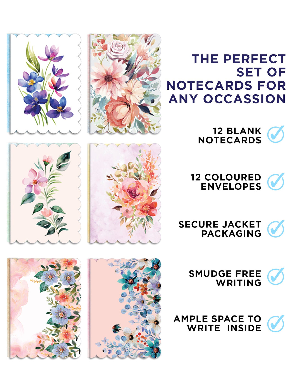 Watercolor Bloom Notecard pack of 12