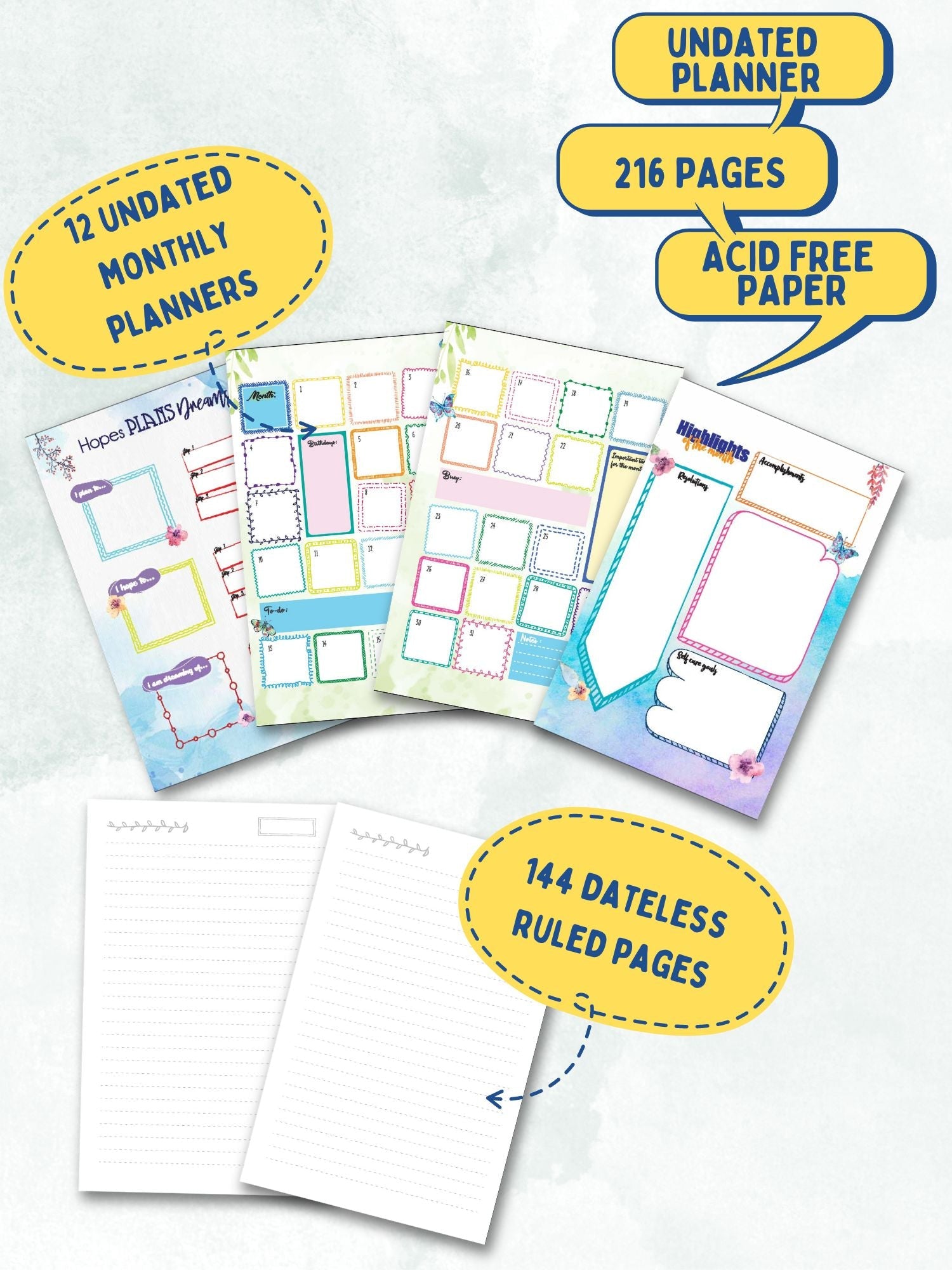 Personalized 2025 A5 Undated Yearly Planner - Garden Glory