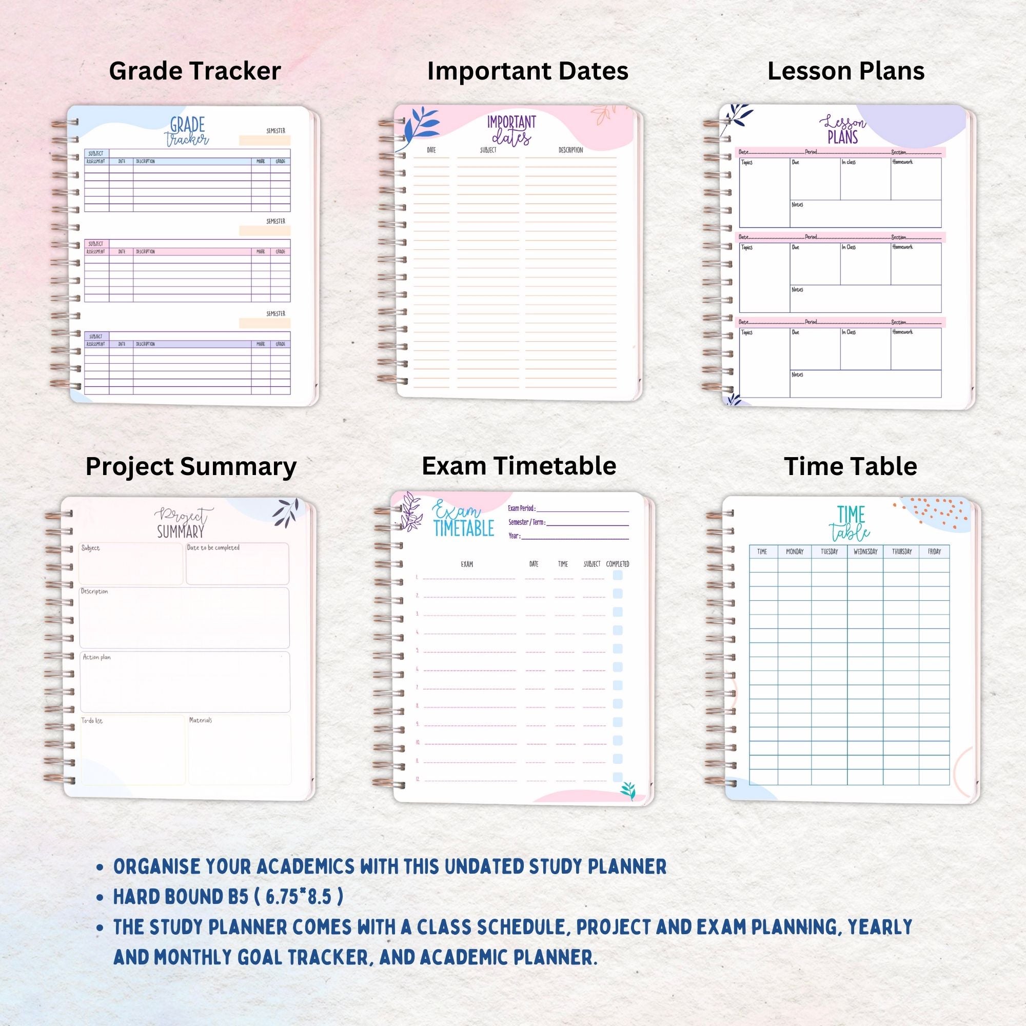 Personalized B5 Undated Study Planner - Victory Vibe