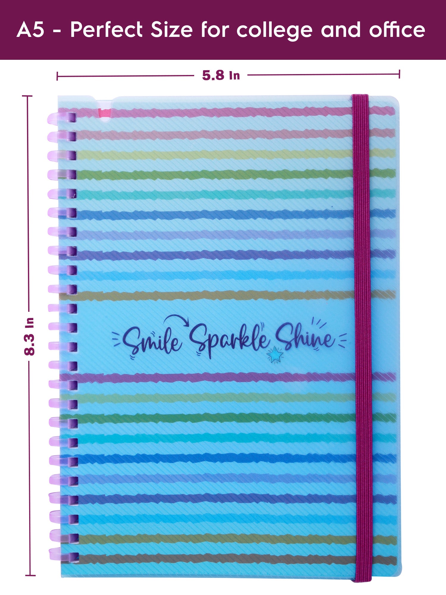 A5 Soft Spiral Bound Notebook with Pen (Purple) - Bright Beam