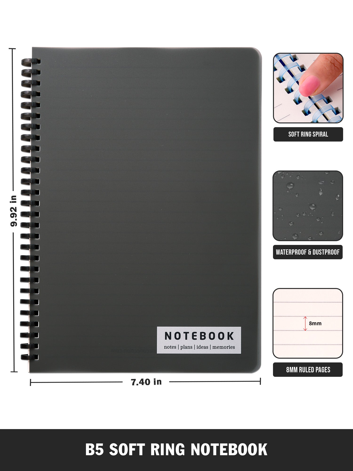 Personalized B5 Soft Wiro Notebook - Black