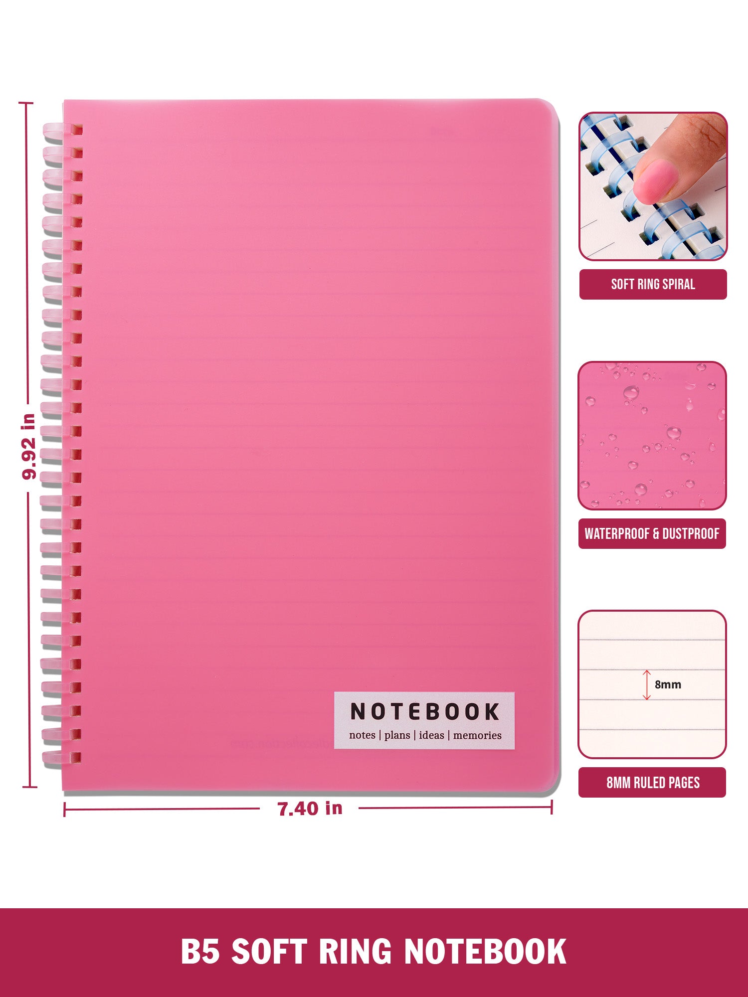 B5 Soft Wiro Notebook - Pink