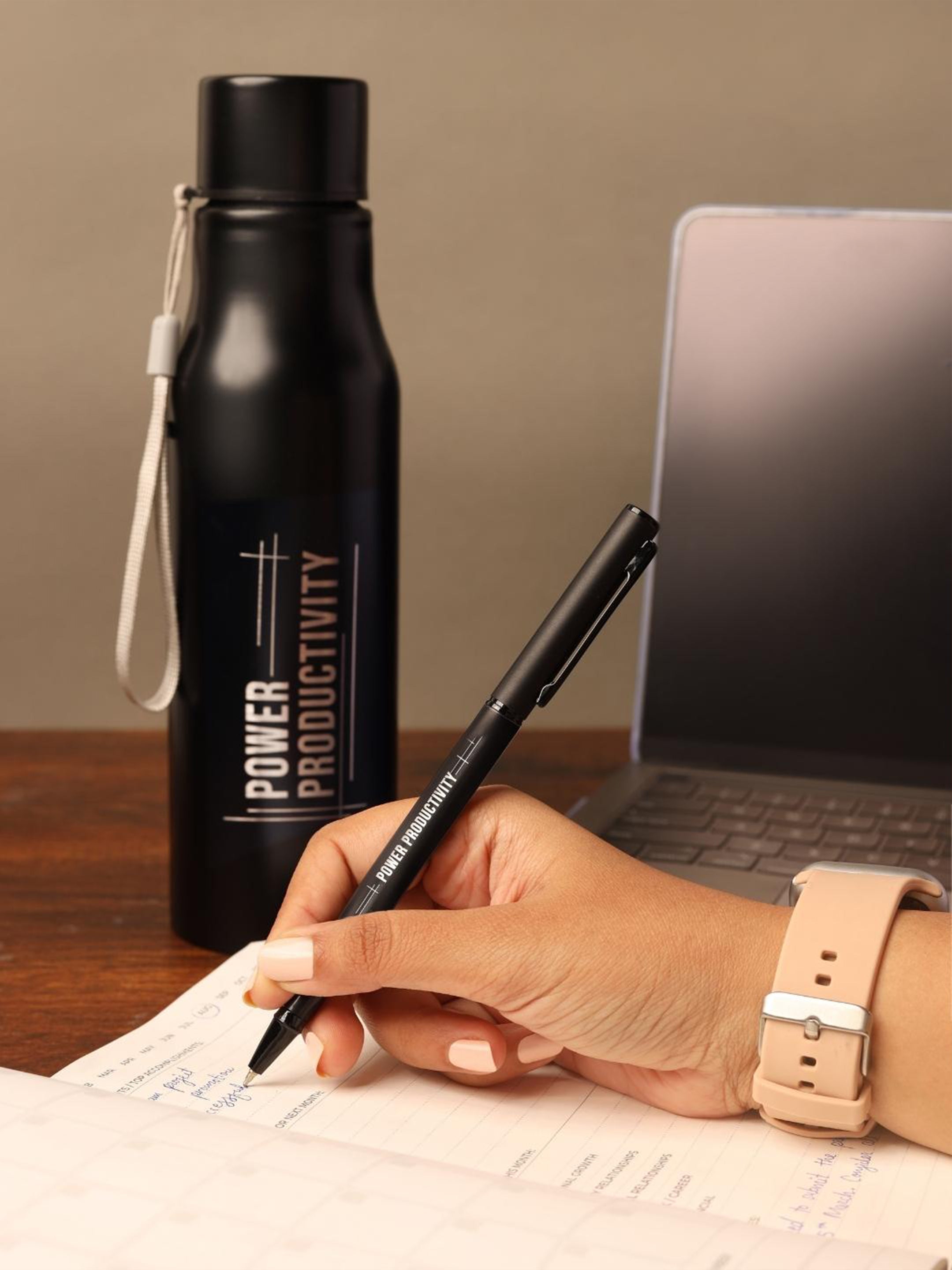 A5 Undated Executive Gift Set Includes Productivity Planner + Pen + Water Bottle (Goal Getter 1)