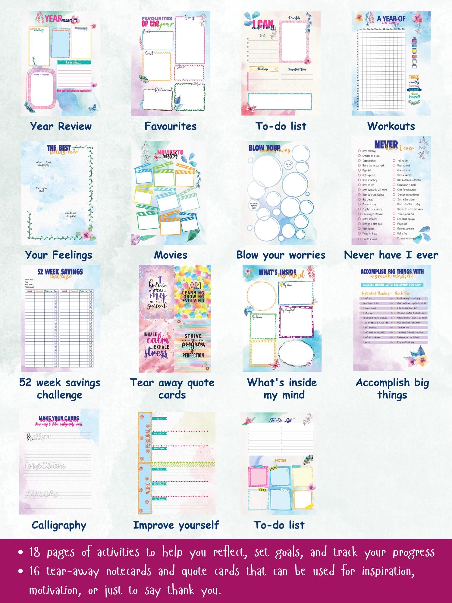 B5 Undated Yearly Planner Kit - Graceful Wings