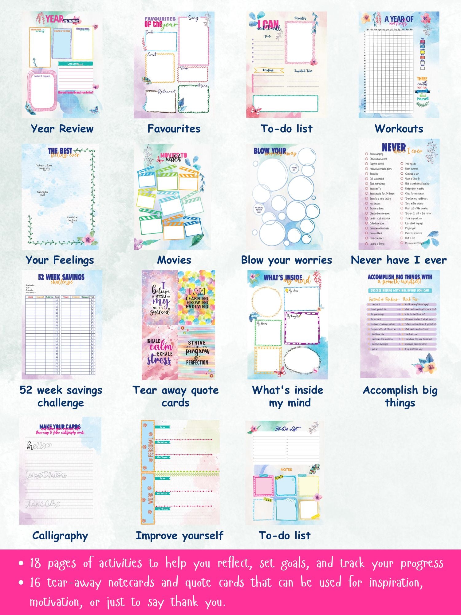 B5 Undated Yearly Planner Kit - Happiness Mantra