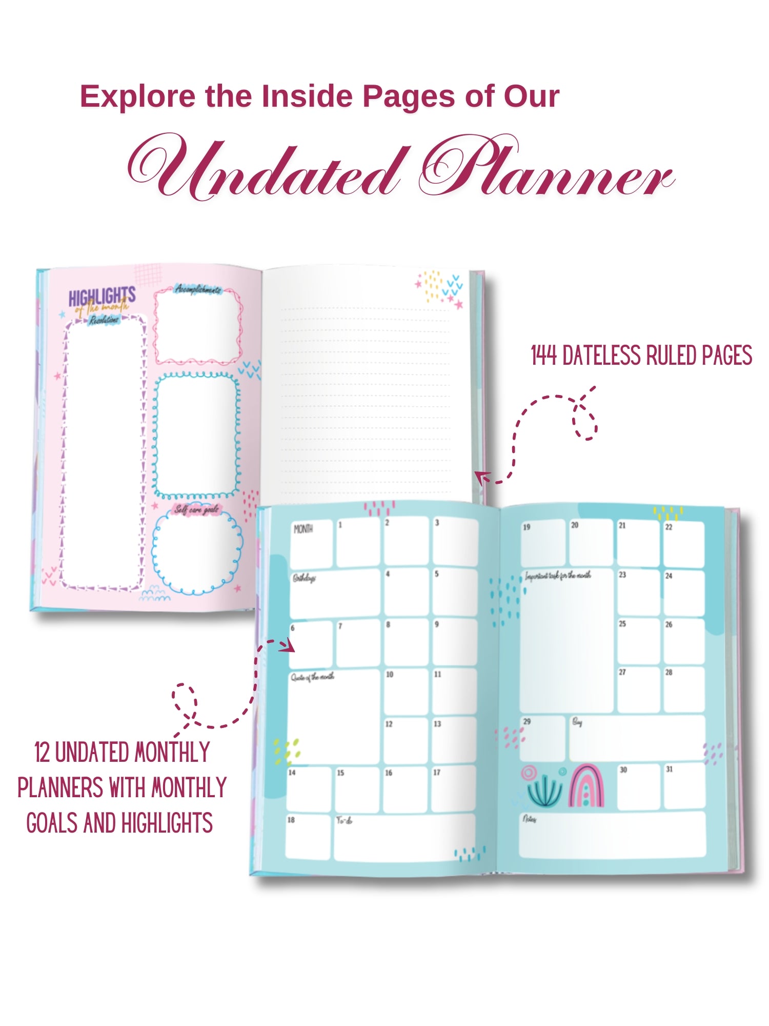 B5 Undated Yearly Planner - Happyness Galor