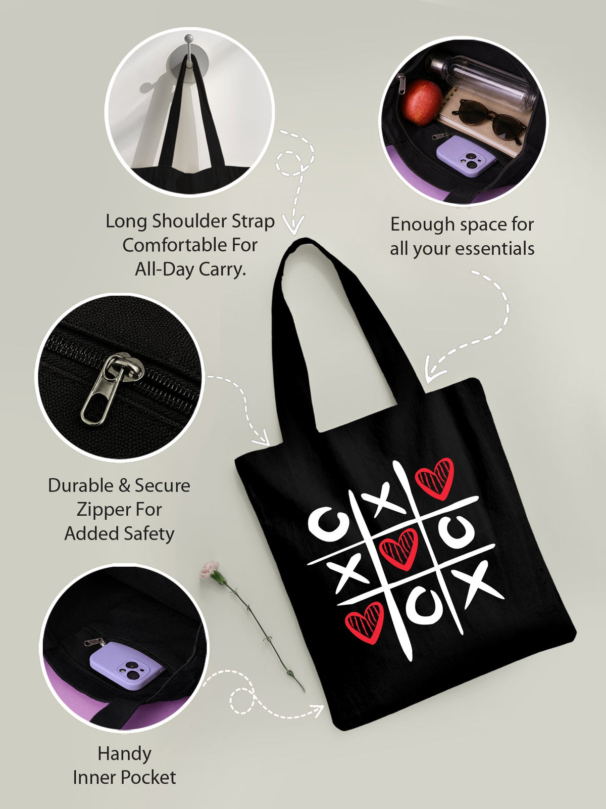Love Grid Tote Bag