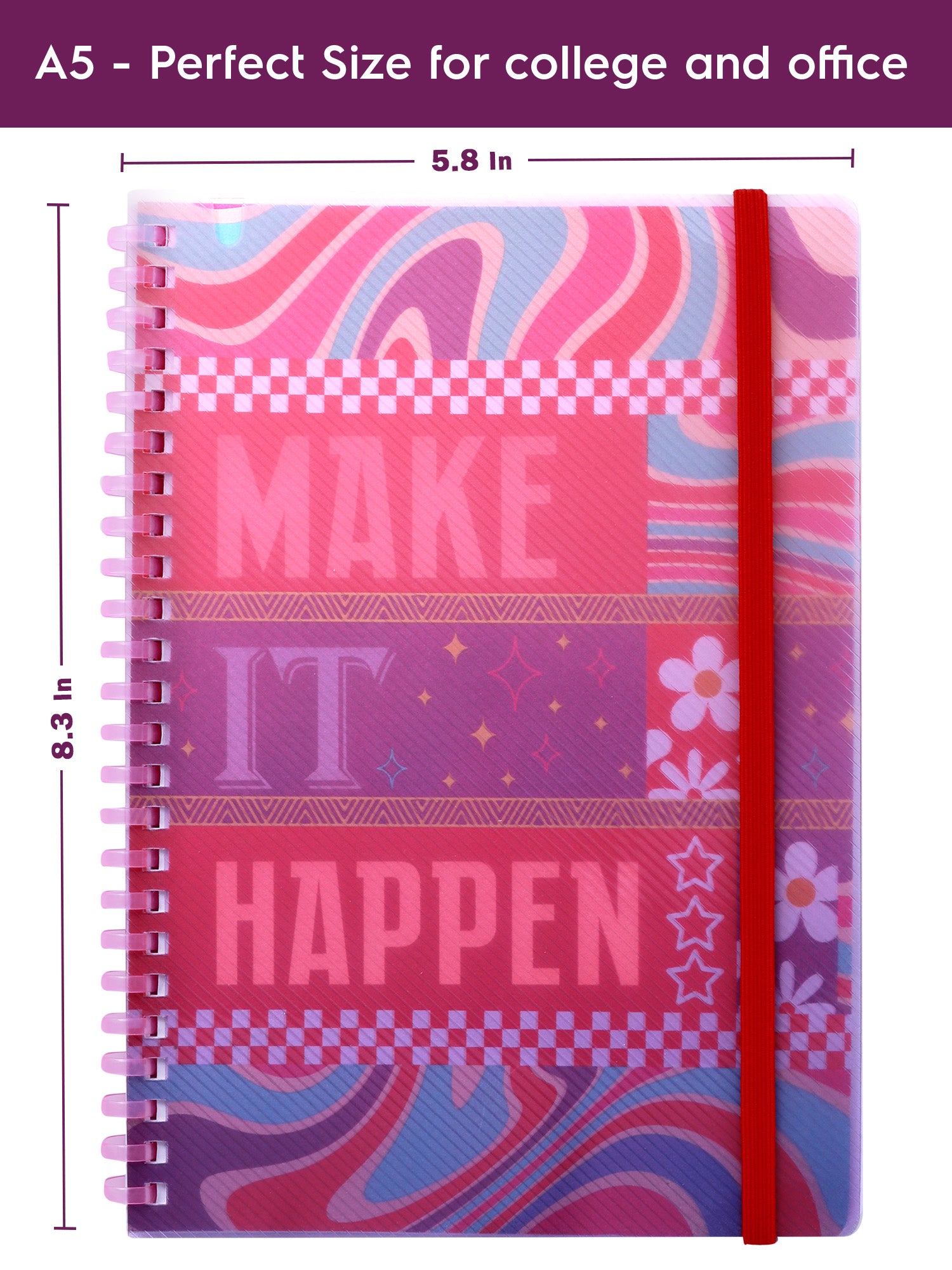 A5 Soft Spiral Bound Notebook with Pen (Red) - Success Starter