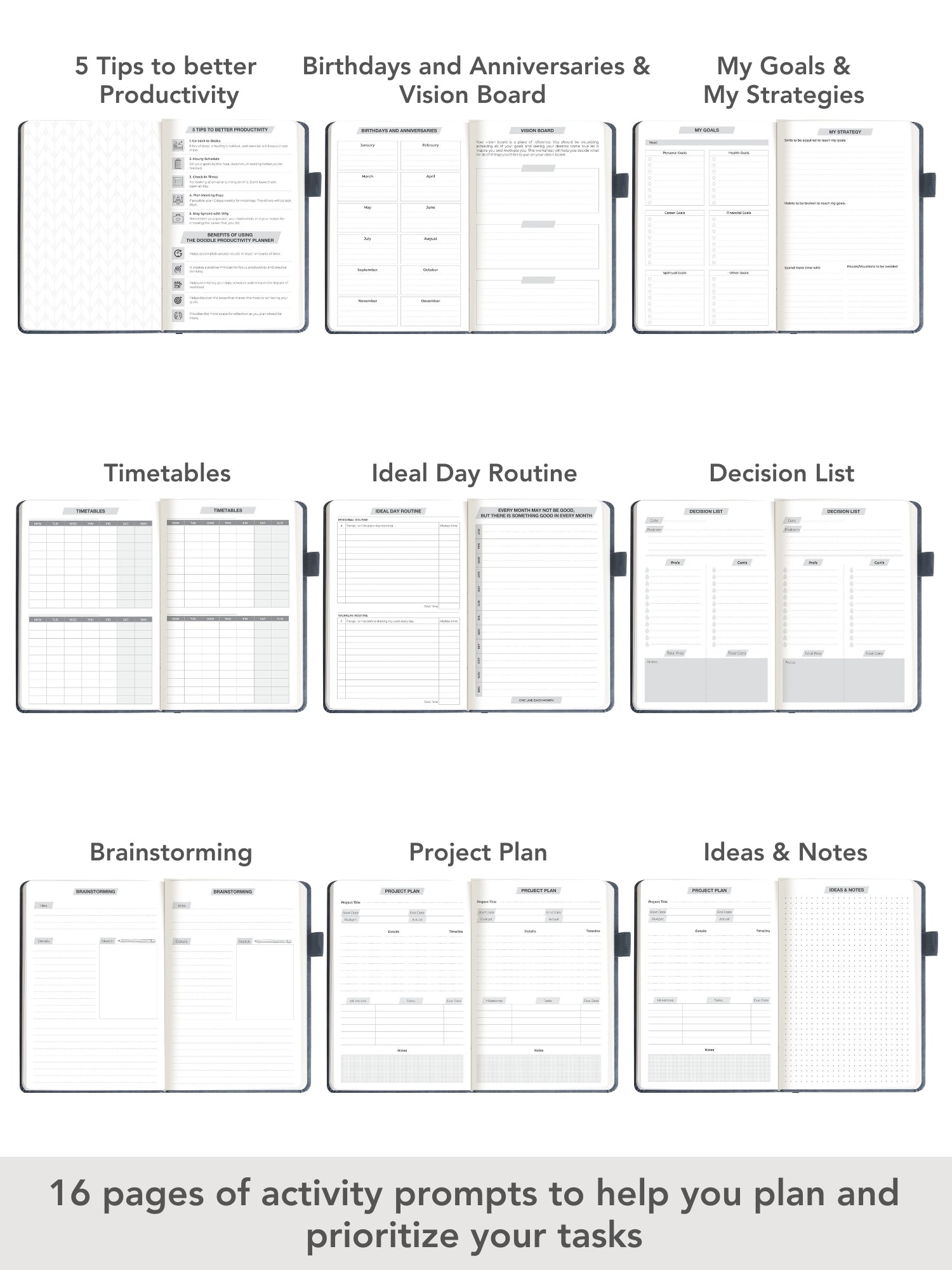 Big thoughts Undated Productivity Planner