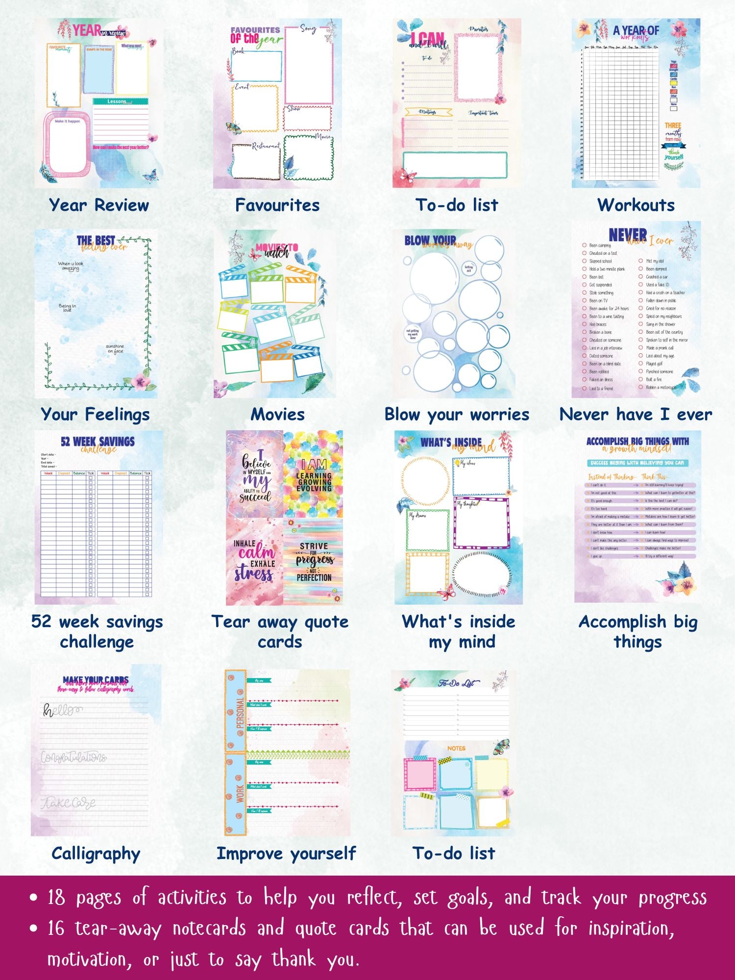 Personalized 2025 B5 Undated Yearly Planner Kit - Graceful Wings