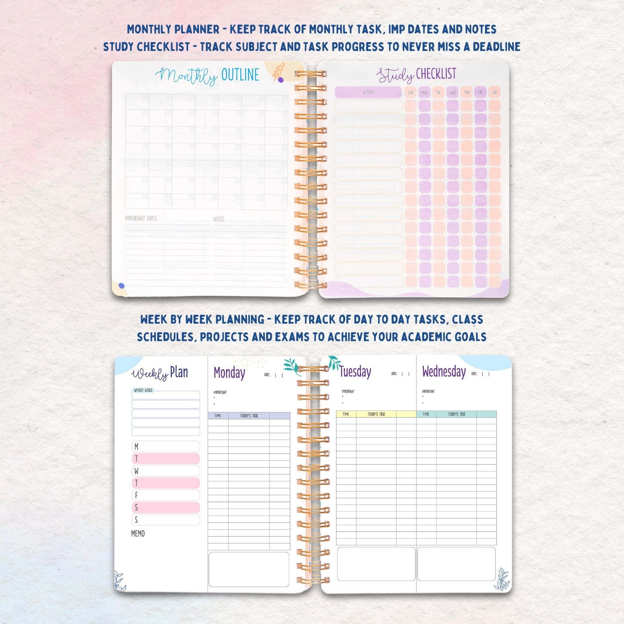 Personalized B5 Undated Study Planner - Victory Vibe