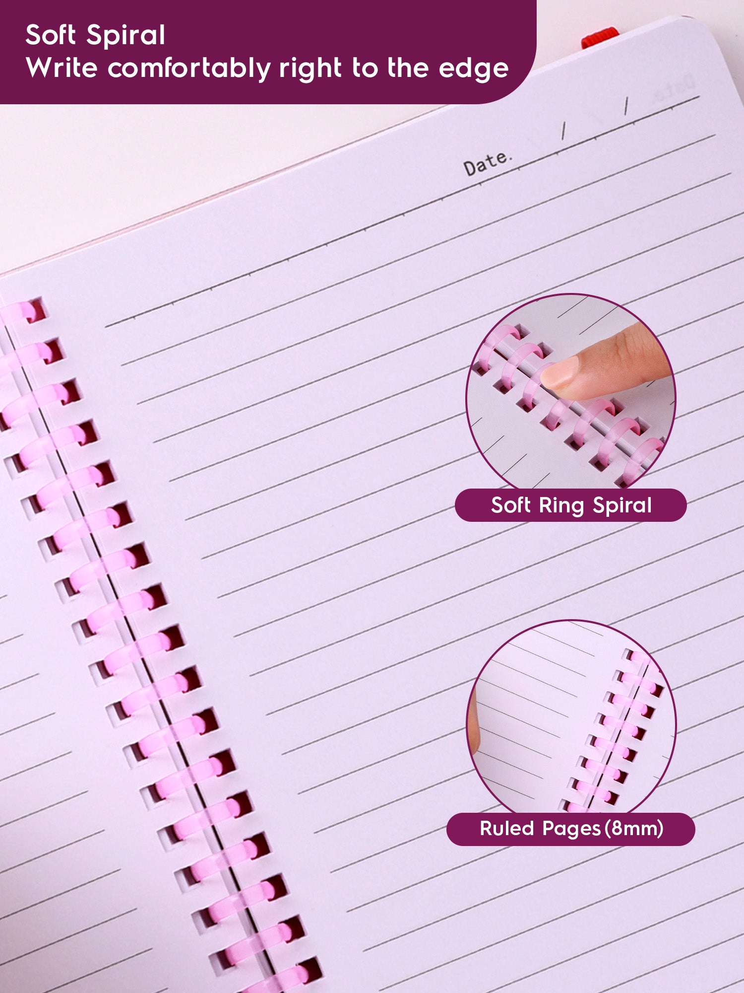 A5 Soft Spiral Bound Notebook with Pen (Purple) - Bright Beam