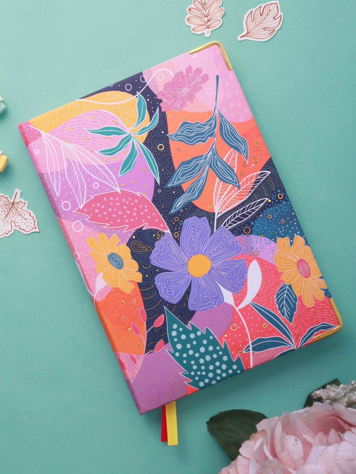 A5 Notebook with Metal Corners - Flower Fiesta