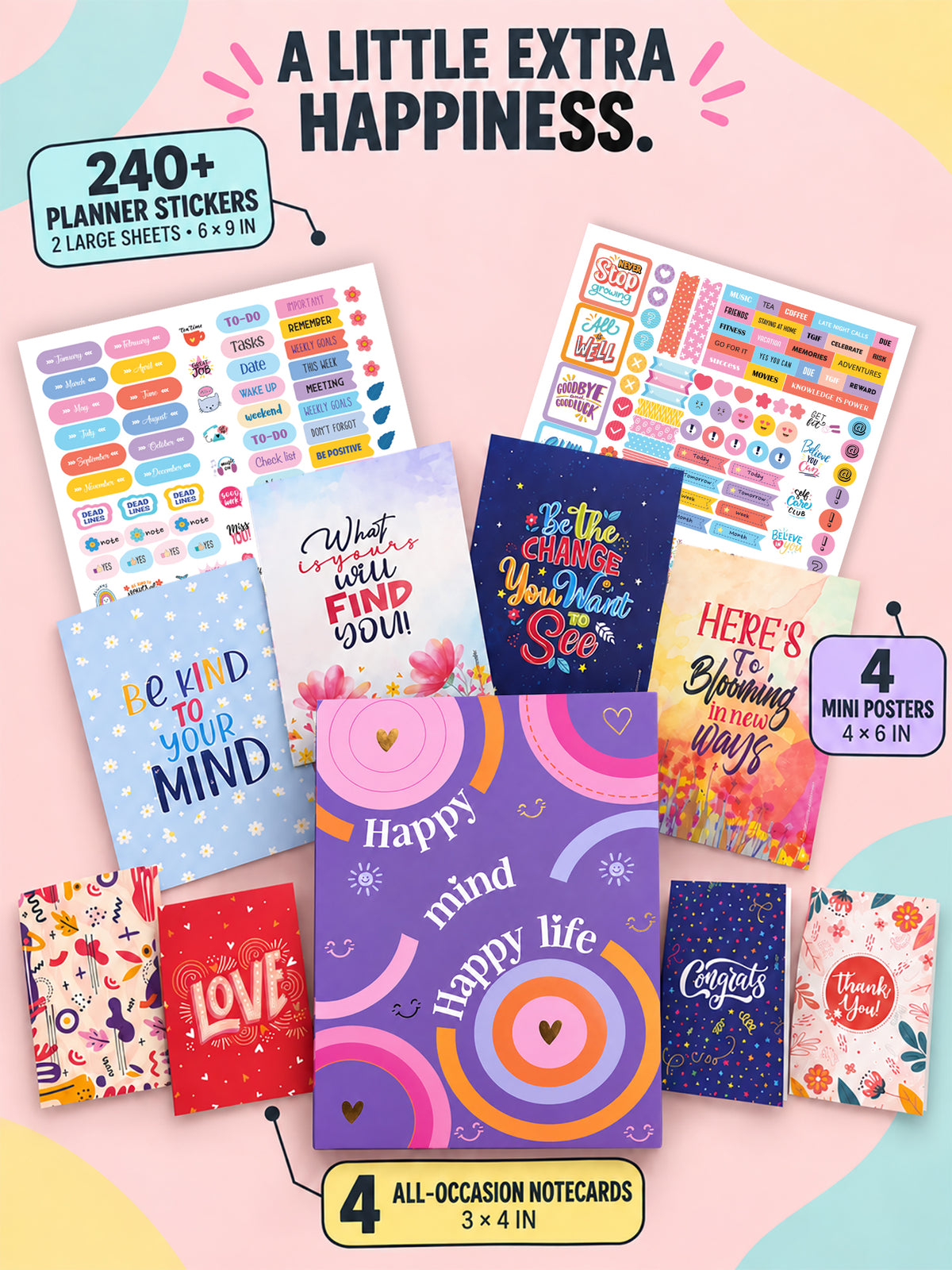 B5 Undated Yearly Planner - Happy Notes