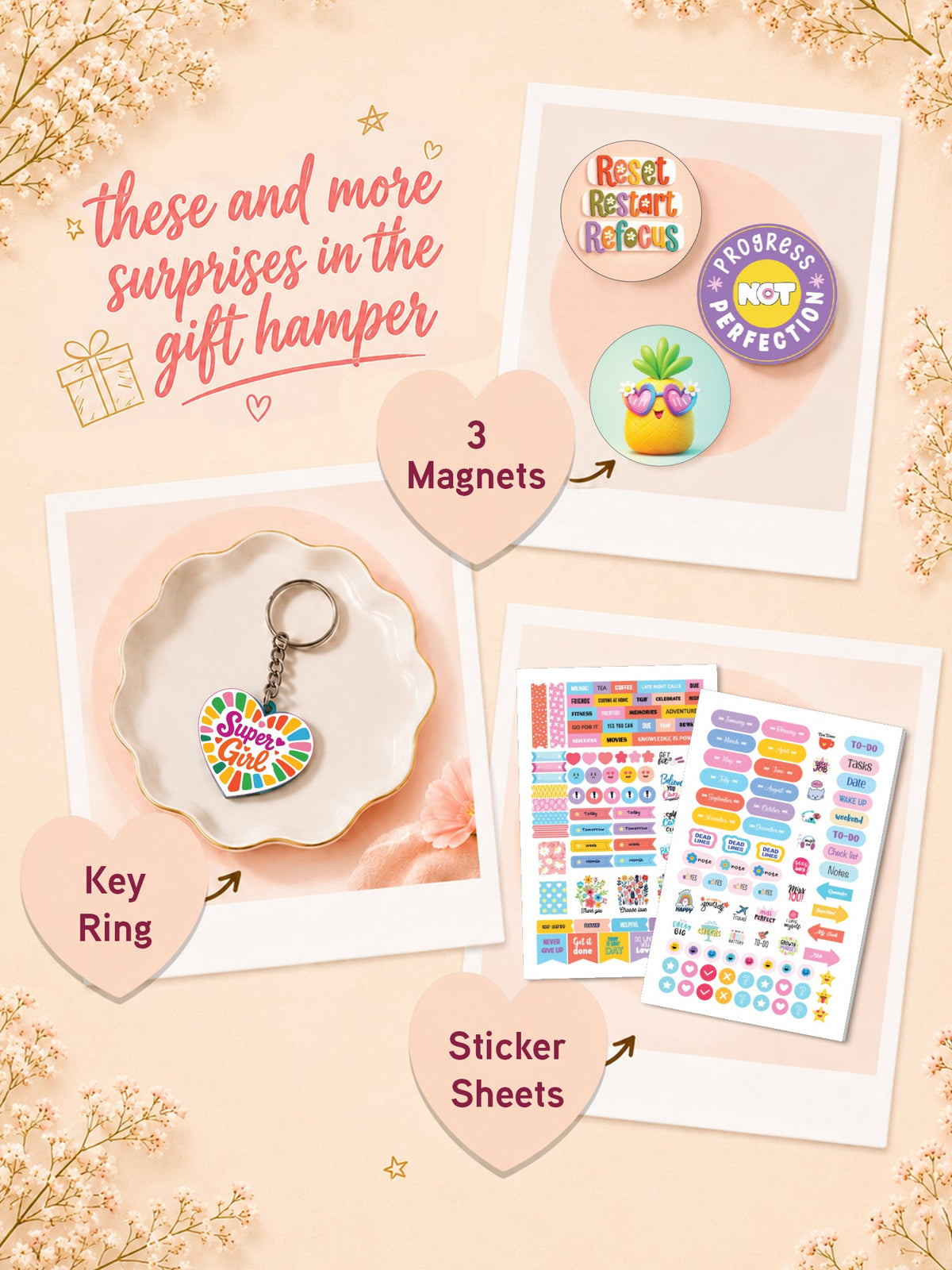 Happy Vibes Gift Hamper 2 | Best Birthday Gift for girls with 14 Cute Goodies