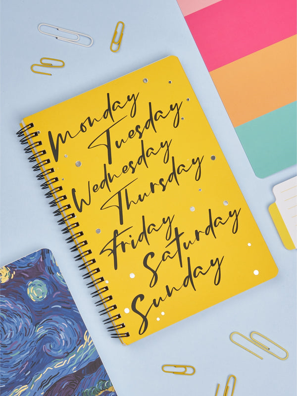 A5 Undated Daily Planner | 172Pages | 80gsm | Wiro-Bound - Happy Week